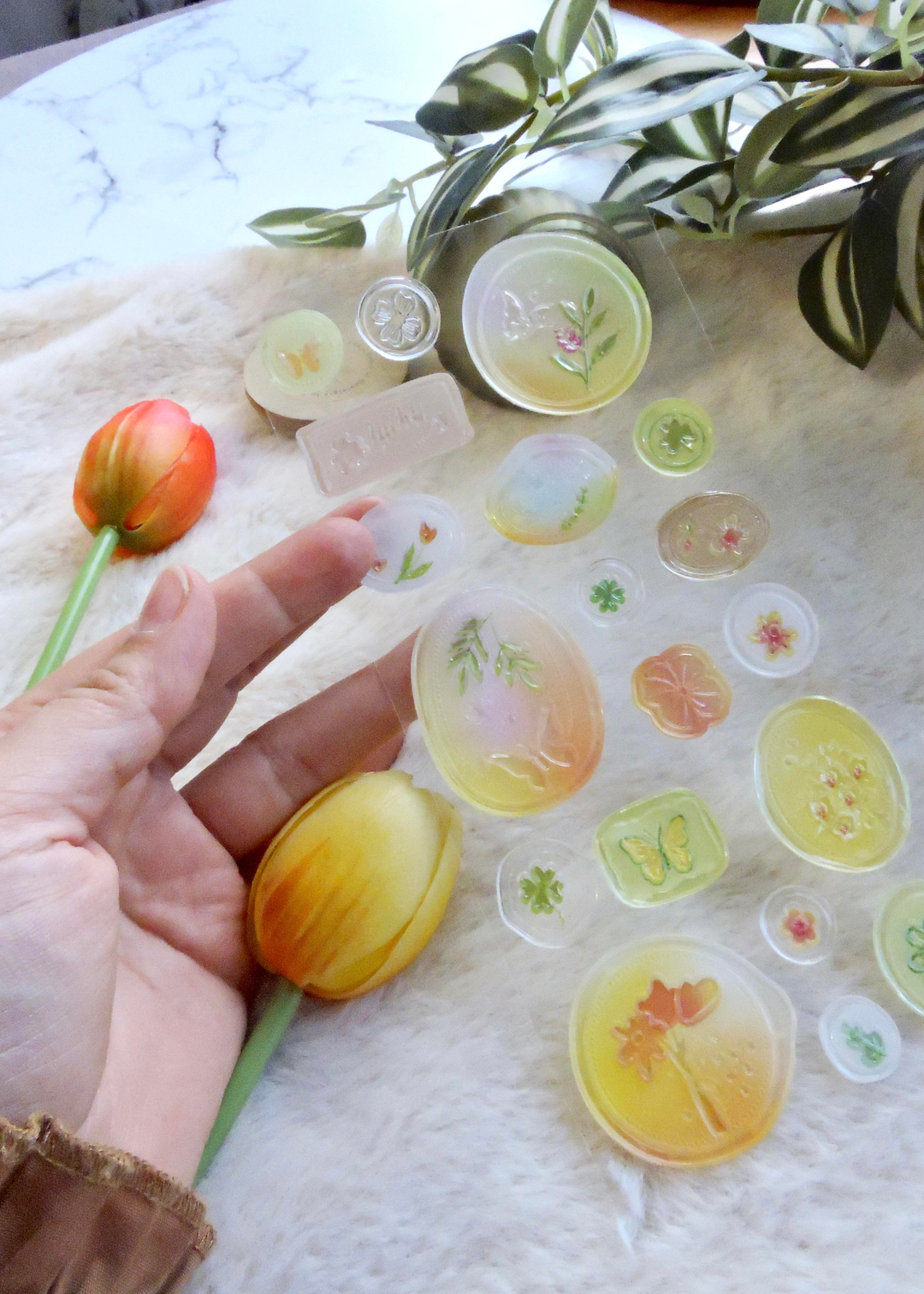 Nova Crafts Sarı Yeşil Tonlarında Mühür Stıcker 1 Sayfa (Karışık Gönderilir)