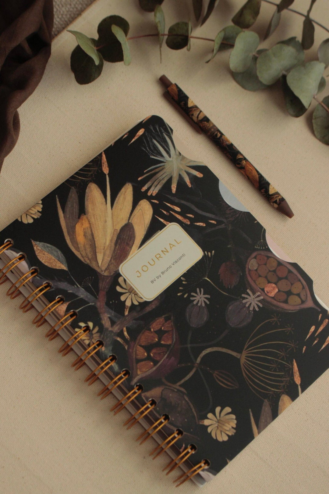 Nova Crafts SET Otantik Flowers Gold Defter Kalem Seti (Hediyelik)