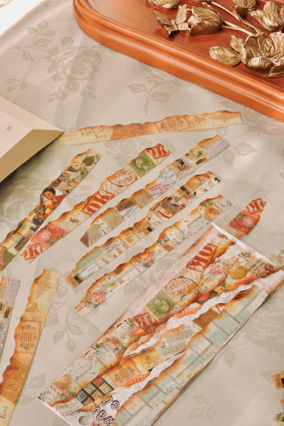Nova Crafts Seving Patchwork Eskitilmiş Karışık Temalı Şerit Sticker 30 adet Scrapbook / Bullet Journal için uygundur 