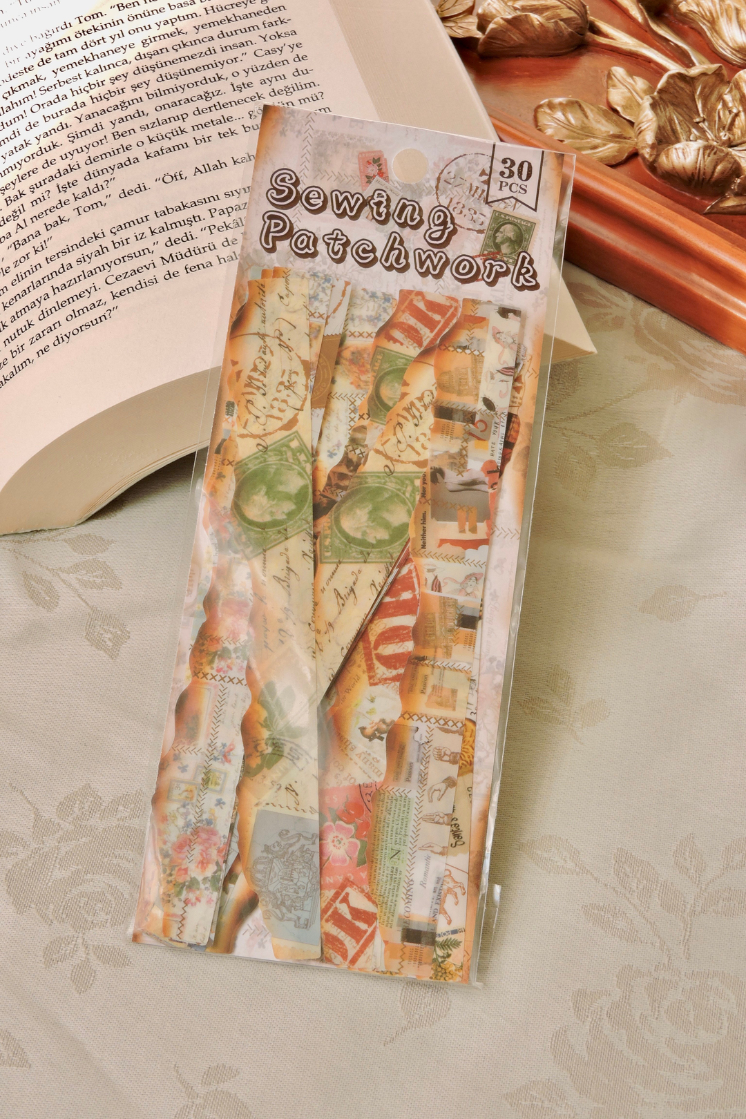 Nova Crafts Seving Patchwork Eskitilmiş Karışık Temalı Şerit Sticker 30 adet Scrapbook / Bullet Journal için uygundur 