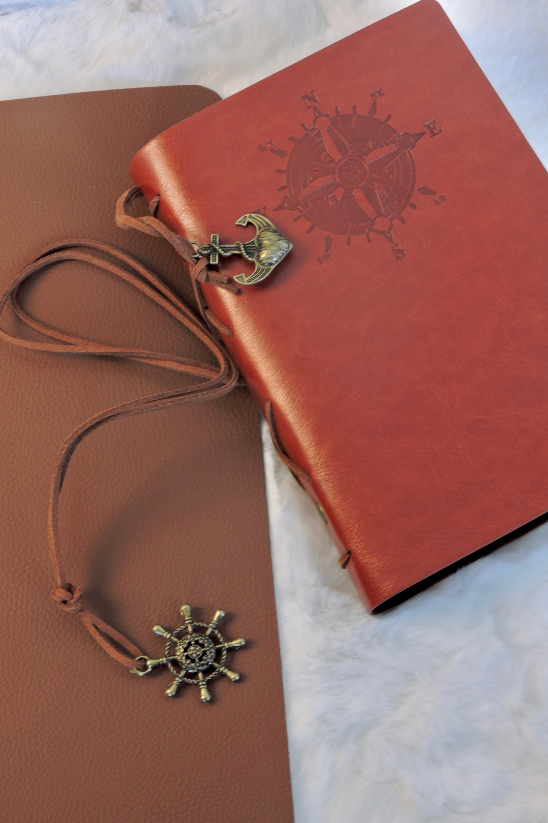 Nova Crafts Taba Pusulalı Deri Defter Kraft Sayfalı Telli Orta Boy