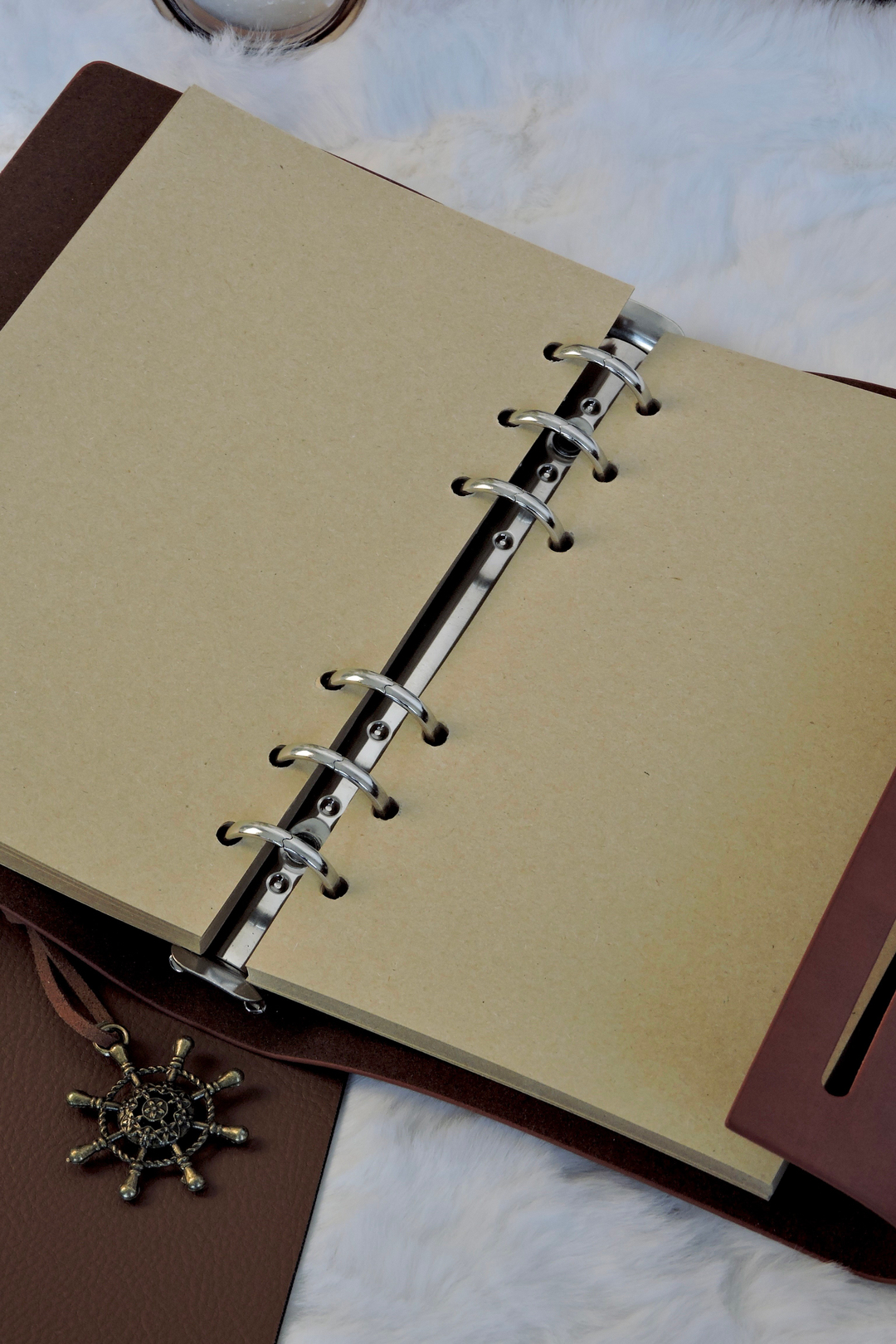 Nova Crafts Taba Pusulalı Deri Defter Kraft Sayfalı Telli Orta Boy