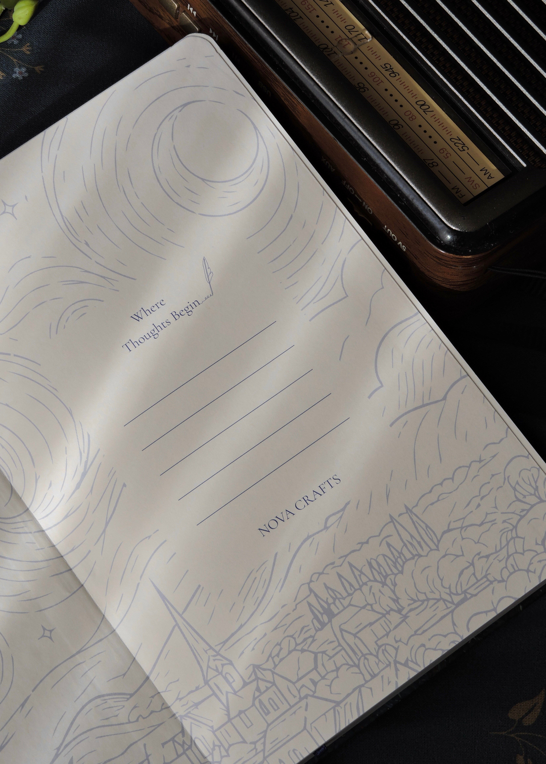 Nova Crafts Van Gogh Koleksiyonu Çizgili Defter Yıldızlı Gece A5  Yaldızlı ve Çizilmez Kapak