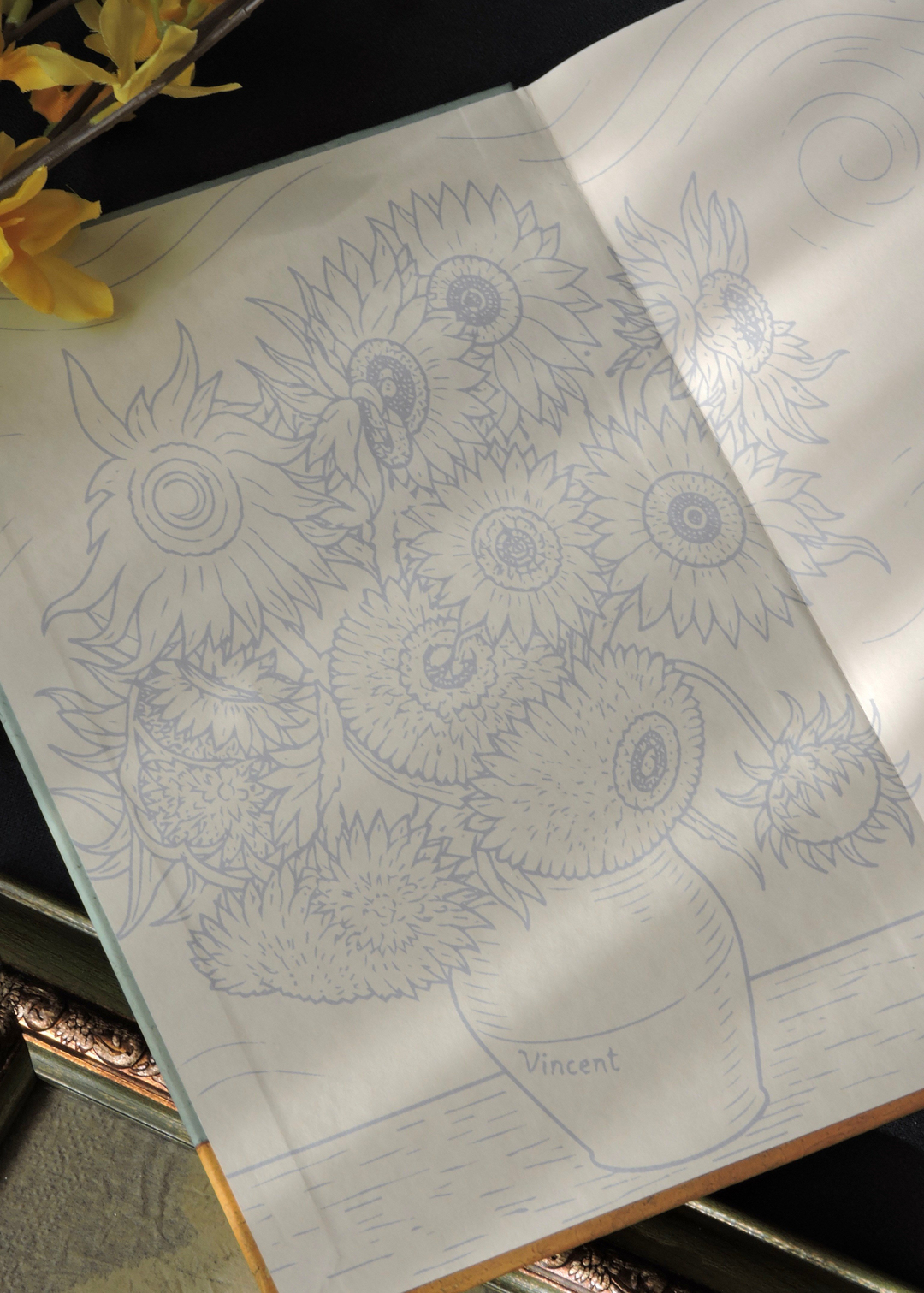 Nova Crafts Van Gogh Koleksiyonu Çizgili Defter Ayçiçekleri  A5  Yaldızlı ve Çizilmez Kapak