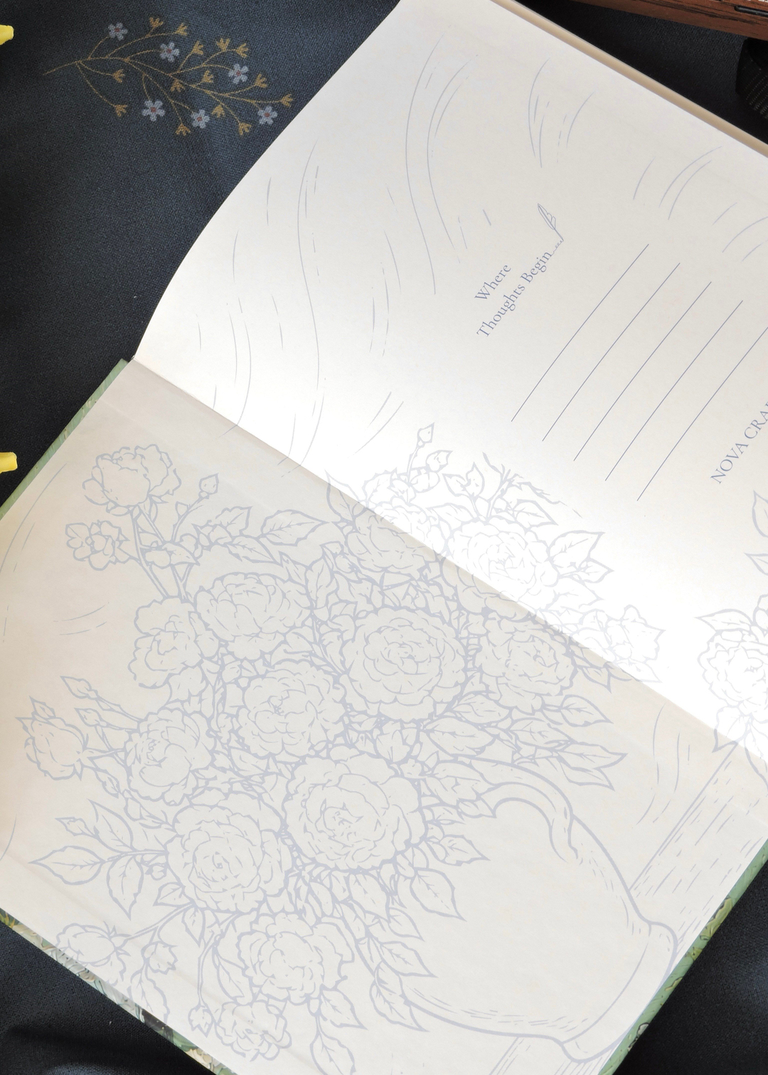 Nova Crafts Van Gogh Koleksiyonu Çizgili Defter Pembe Güllü Vazo  A5  Yaldızlı ve Çizilmez Kapak