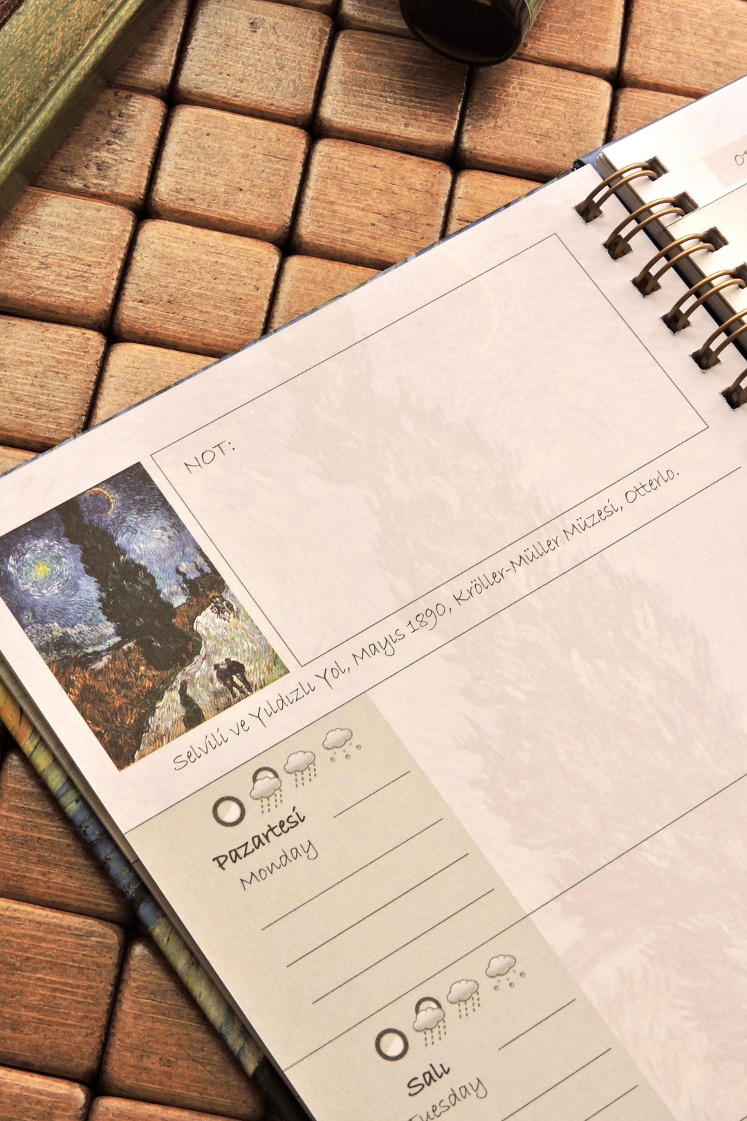 Nova Crafts Van Gogh Spiralli Ajanda Ayçiçekleri Etkinlikli Süresiz Ajanda / Planner / Sert Kapak