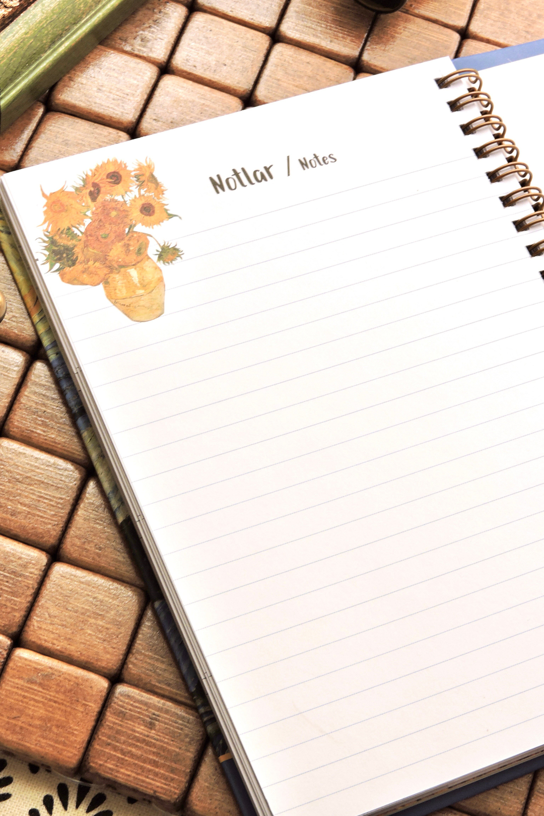Nova Crafts Van Gogh Spiralli Ajanda Ayçiçekleri Etkinlikli Süresiz Ajanda / Planner / Sert Kapak