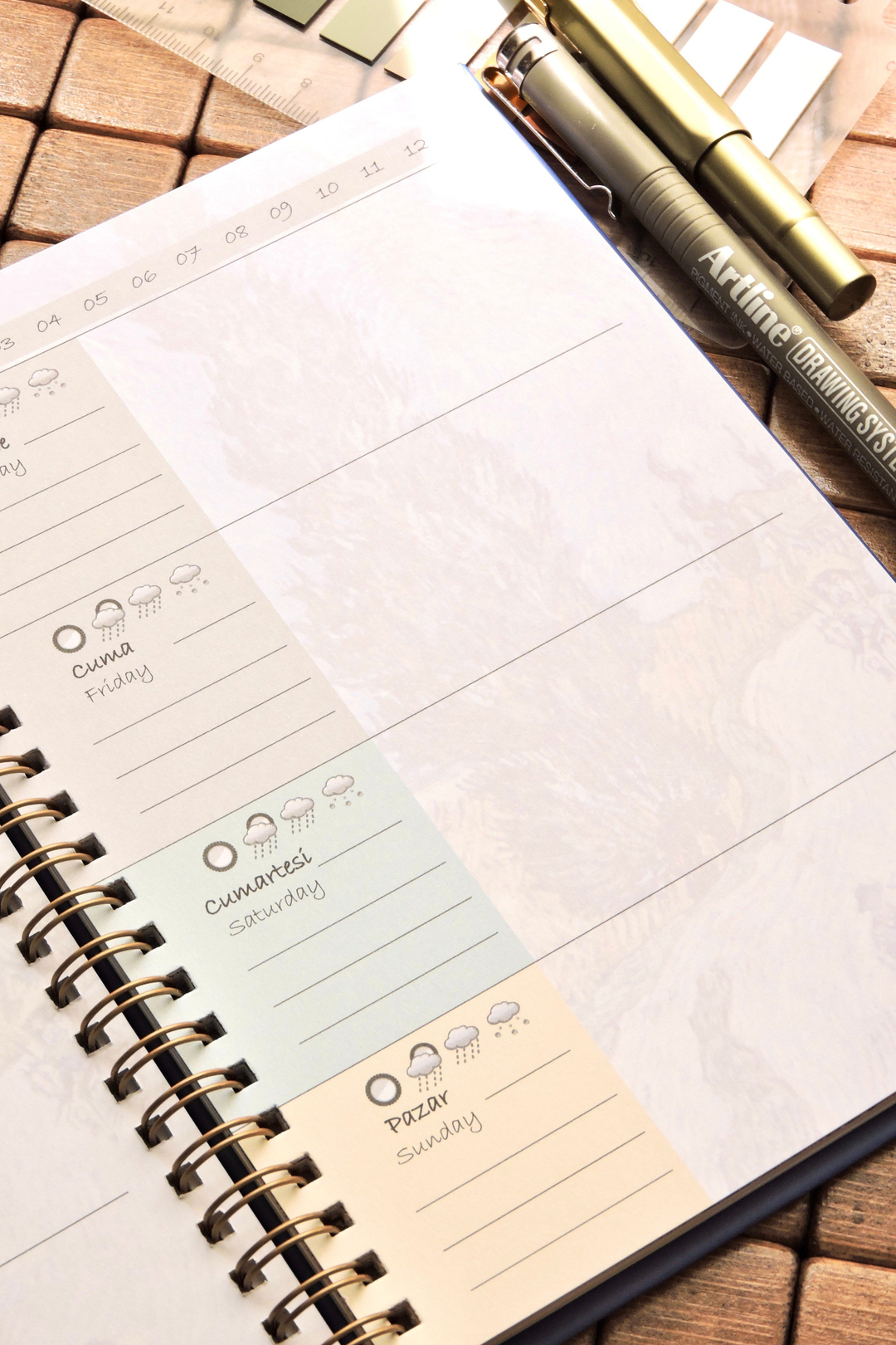 Nova Crafts Van Gogh Spiralli Ajanda Ayçiçekleri Etkinlikli Süresiz Ajanda / Planner / Sert Kapak