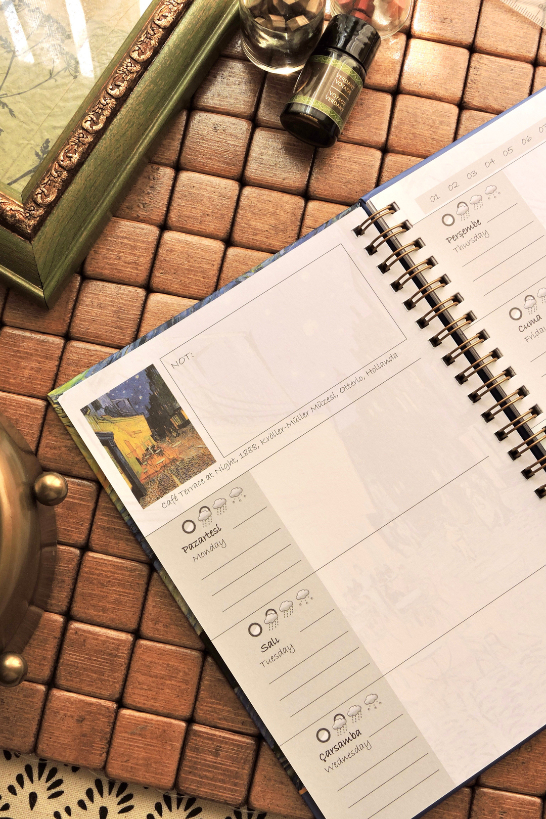 Nova Crafts Van Gogh Spiralli Ajanda Ayçiçekleri Kolaj Etkinlikli Süresiz Ajanda / Planner / Sert Kapak