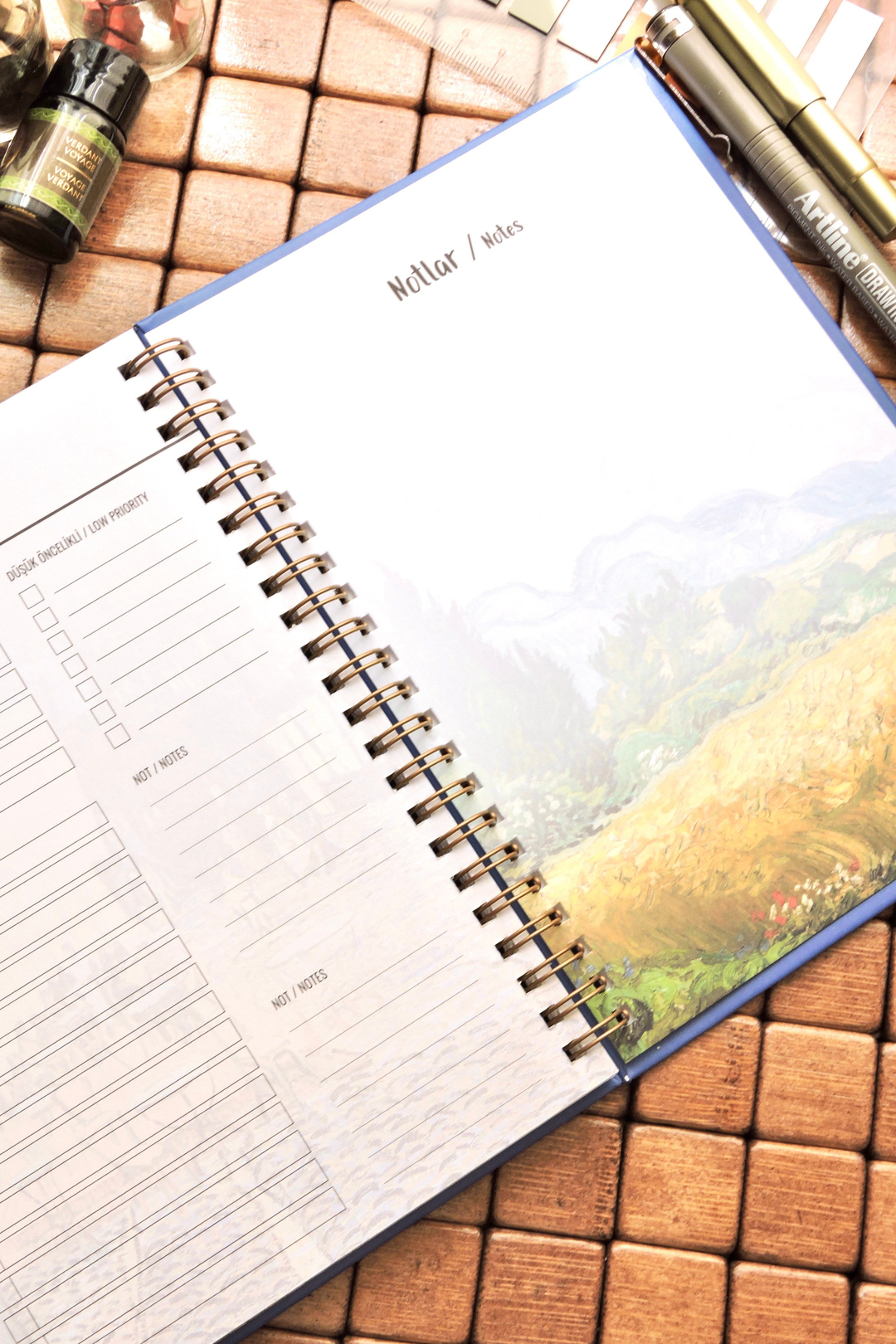 Nova Crafts Van Gogh Spiralli Ajanda Etkinlikli Süresiz Ajanda / Planner / Sert Kapak