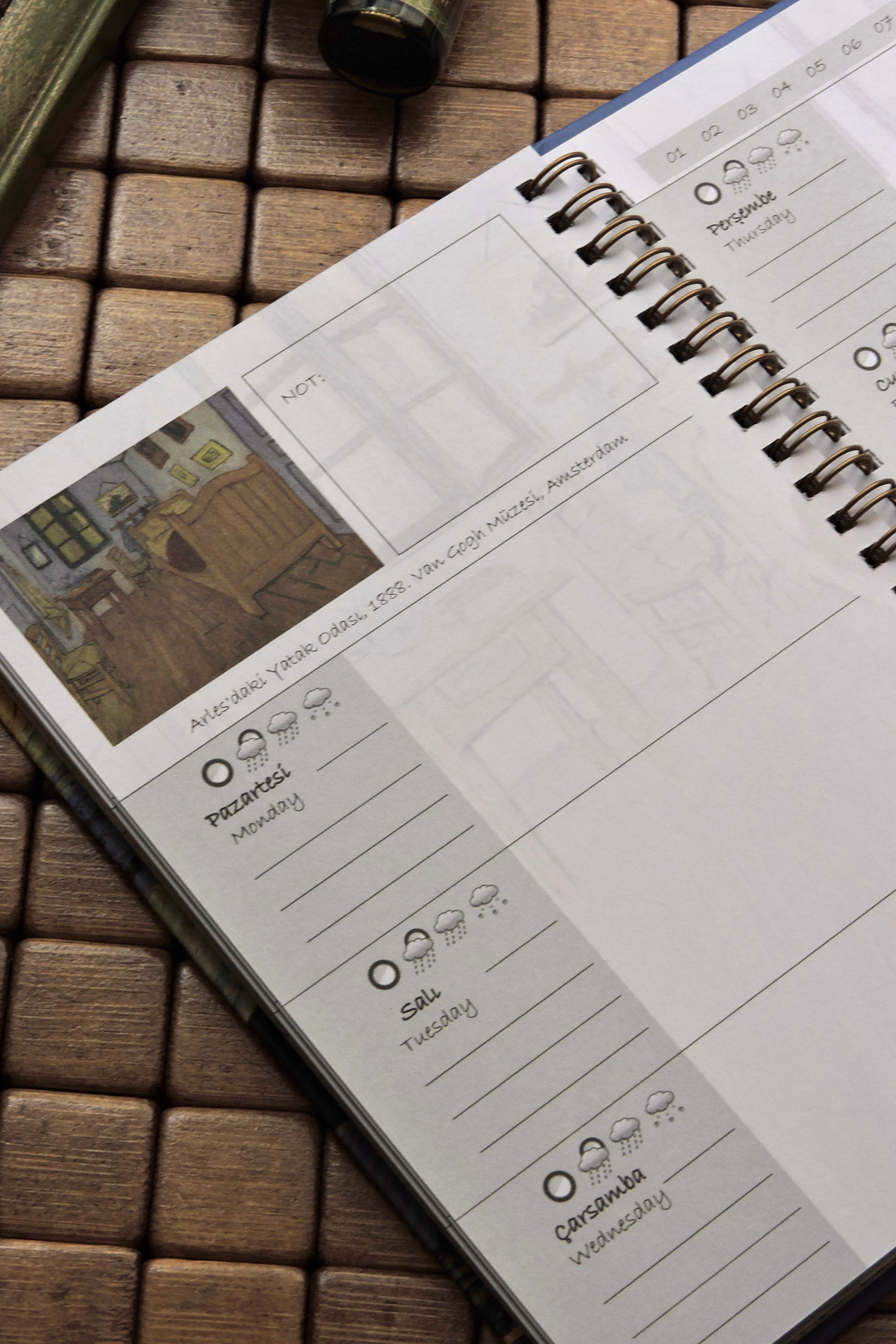 Nova Crafts Van Gogh Spiralli Ajanda Etkinlikli Süresiz Ajanda / Planner / Sert Kapak