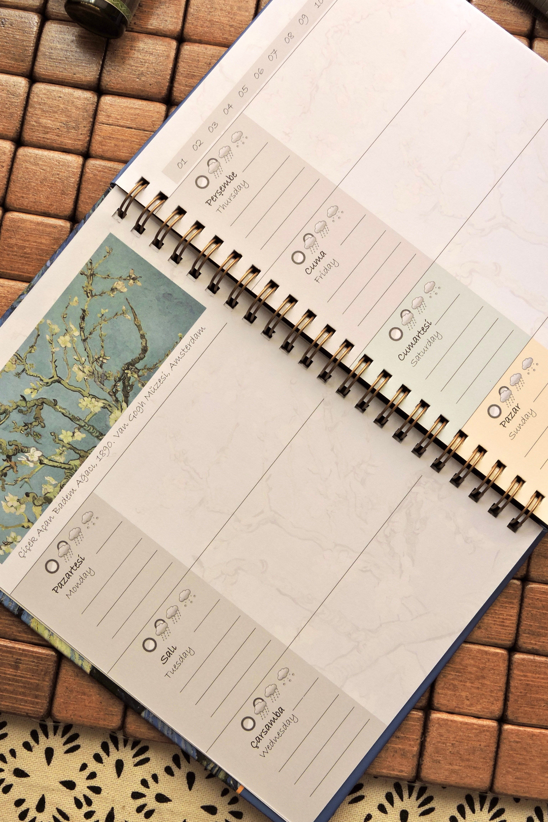 Nova Crafts Van Gogh Spiralli Ajanda Etkinlikli Süresiz Ajanda / Planner / Sert Kapak