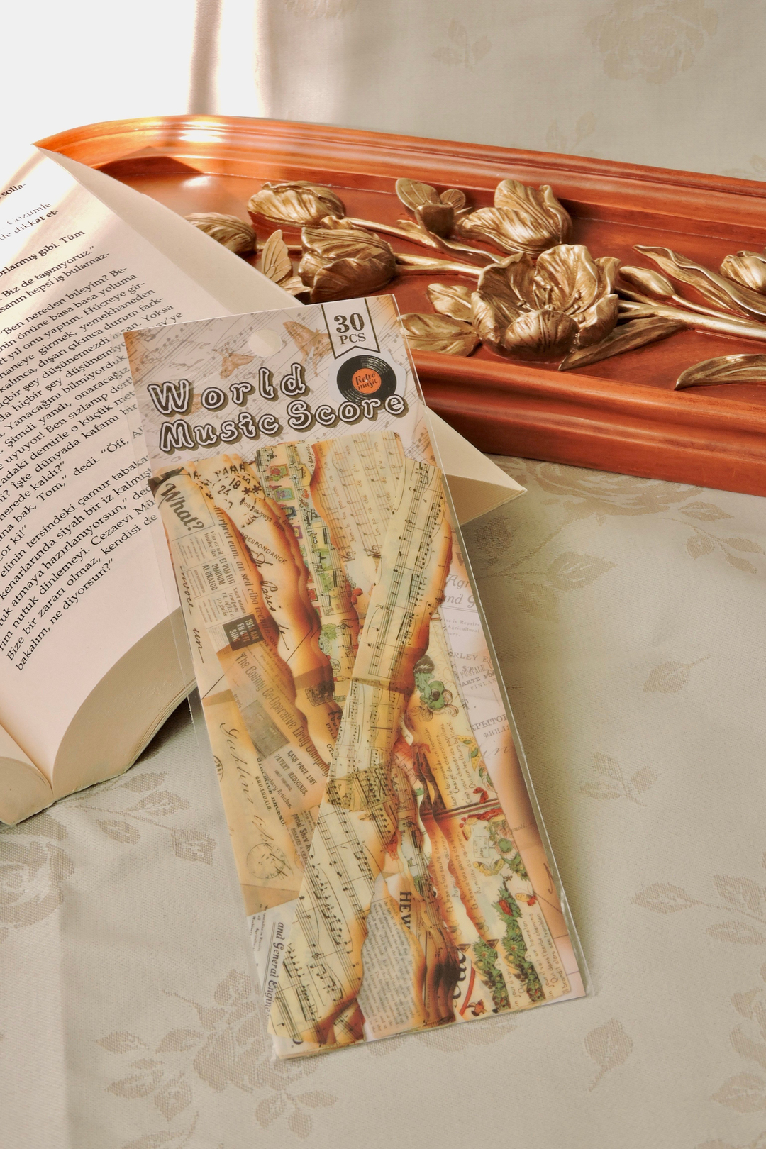Nova Crafts World Music Score Nota Temalı Şerit Sticker 30 adet Scrapbook / Bullet Journal için uygundur 