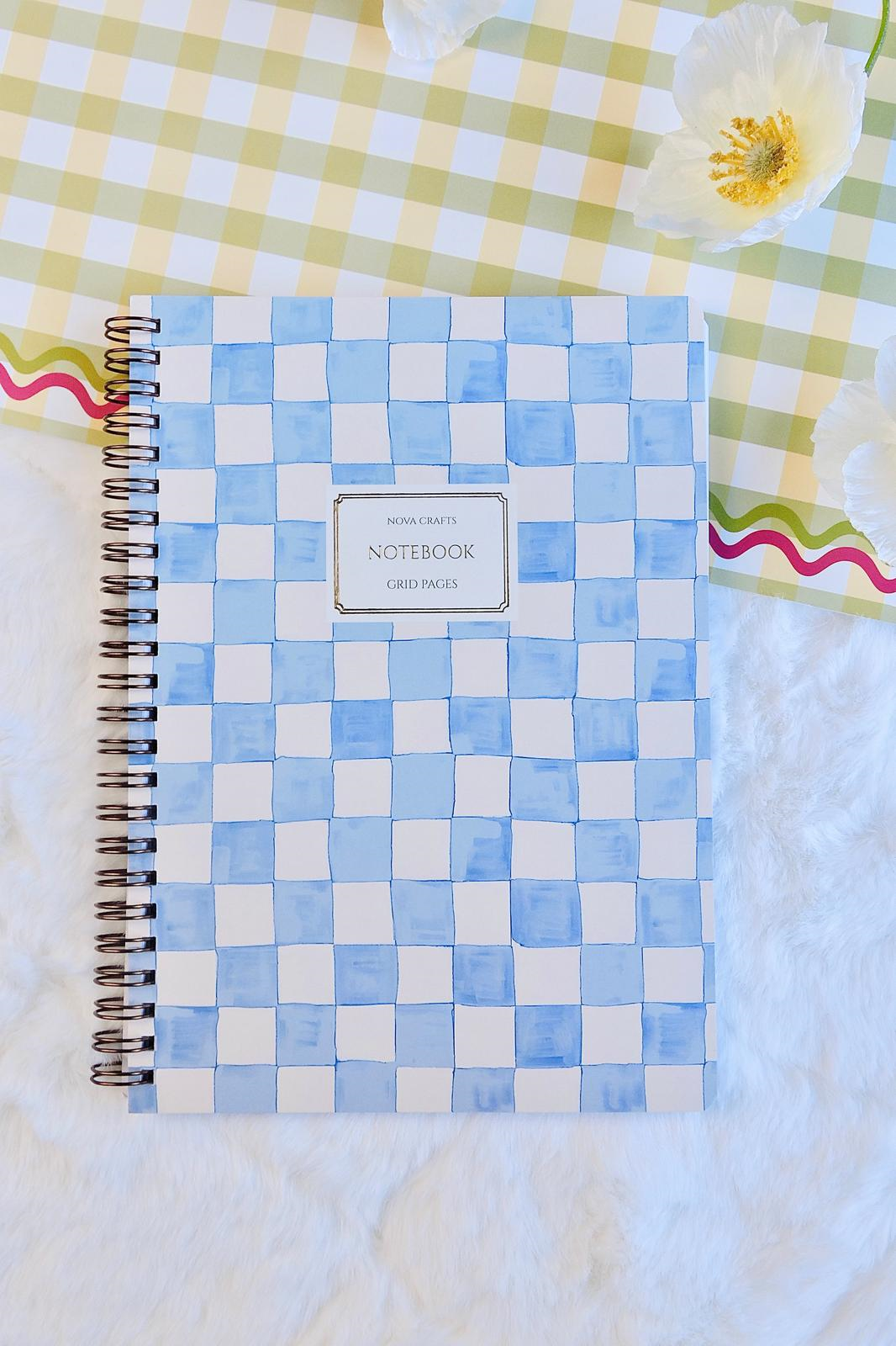 Nova Crafts Yaldızlı Spiralli Mavi Kareli Defter