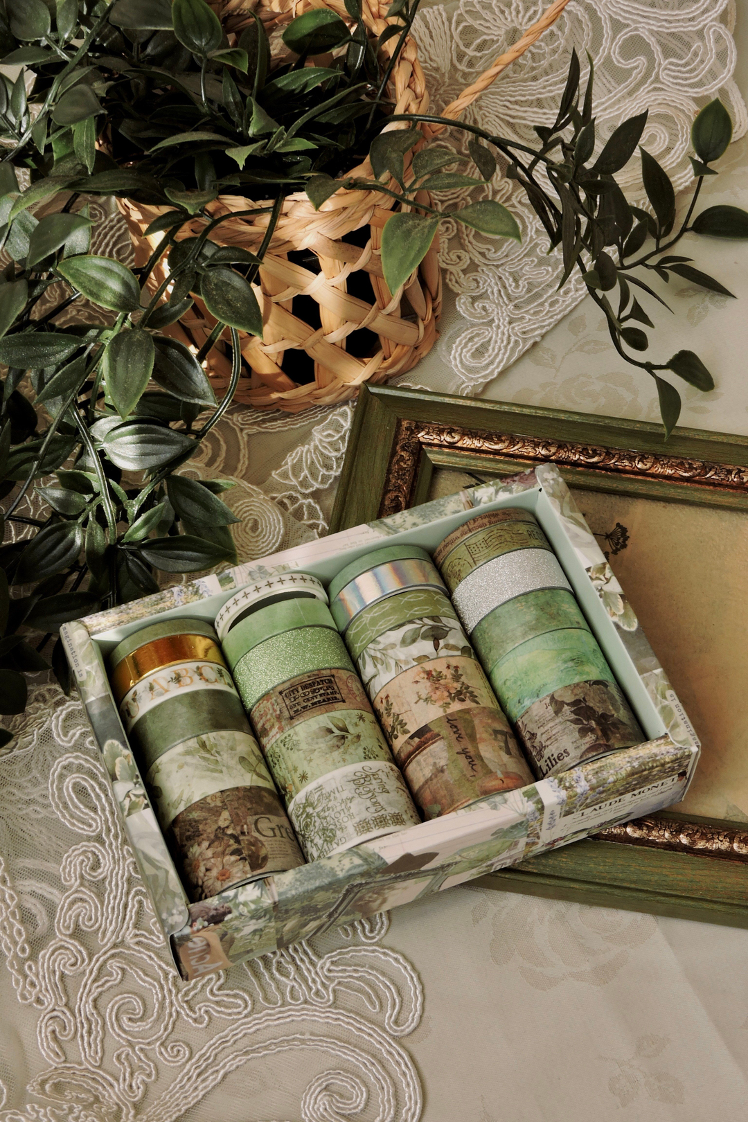 Nova Crafts Yeşil Secret Garden Series Tablolar 24 lü Washitape Seti ( Bullet Journal için uygundur.)