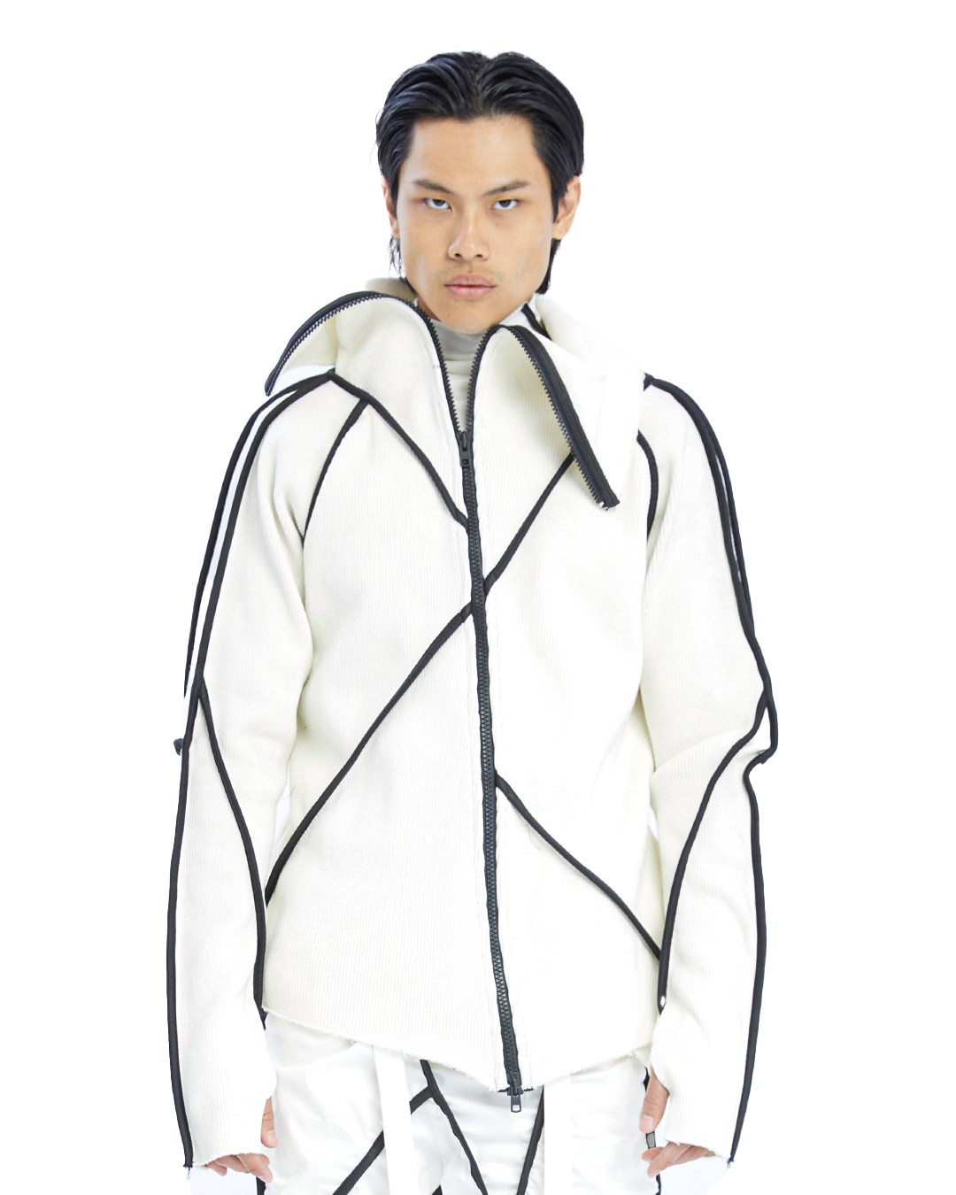 BROKEN LINE ZIP-UP TOP