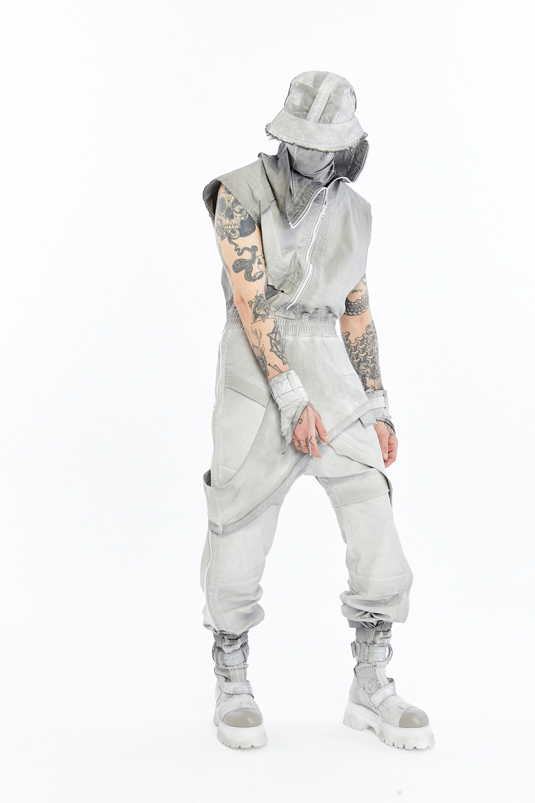 SPLIT ZIP OVERALLS