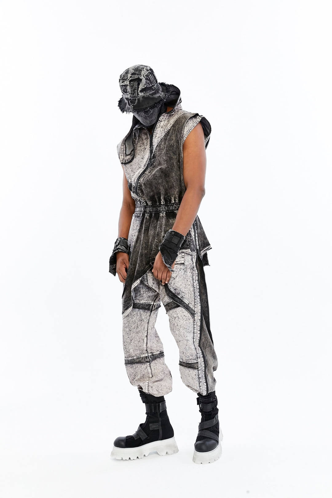 SPLIT ZIP OVERALLS
