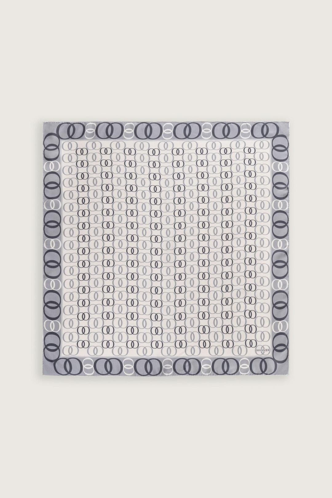 Noor Yolu 2 Beyaz-Gri Tivil İpek Eşarp 90x90