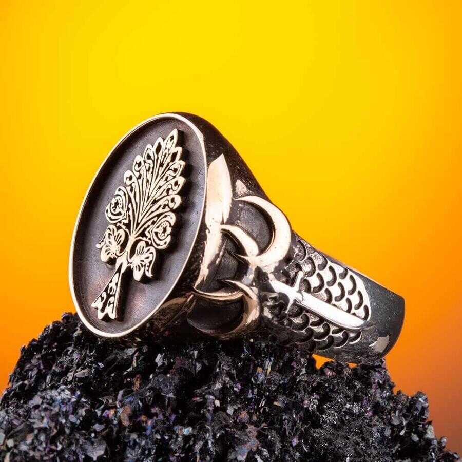 Diriliş Ertuğrul Hayat Ağacı Yüzük - Üç Hilal