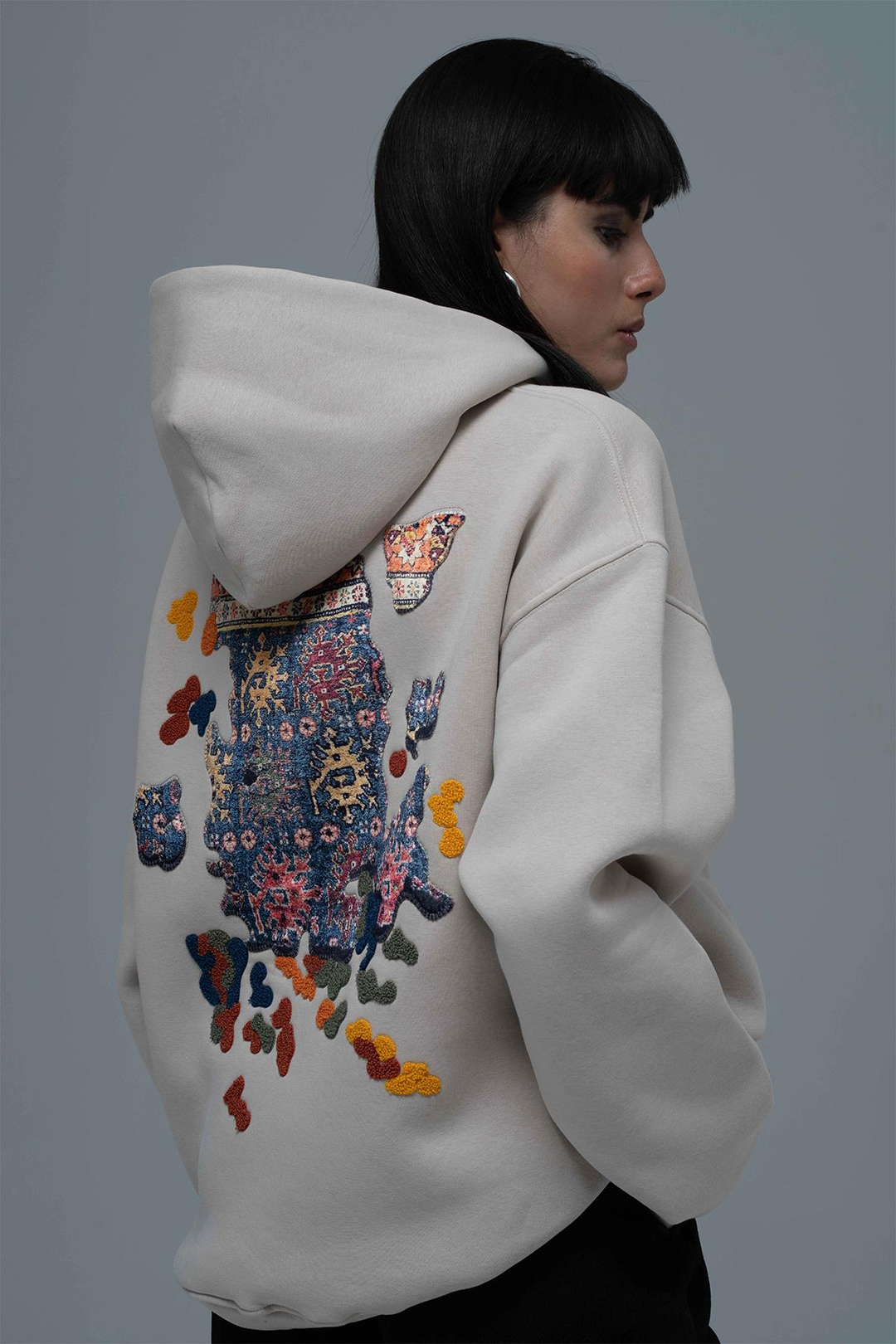 Authentic Oversize Sweatshirt Kadın Ekru