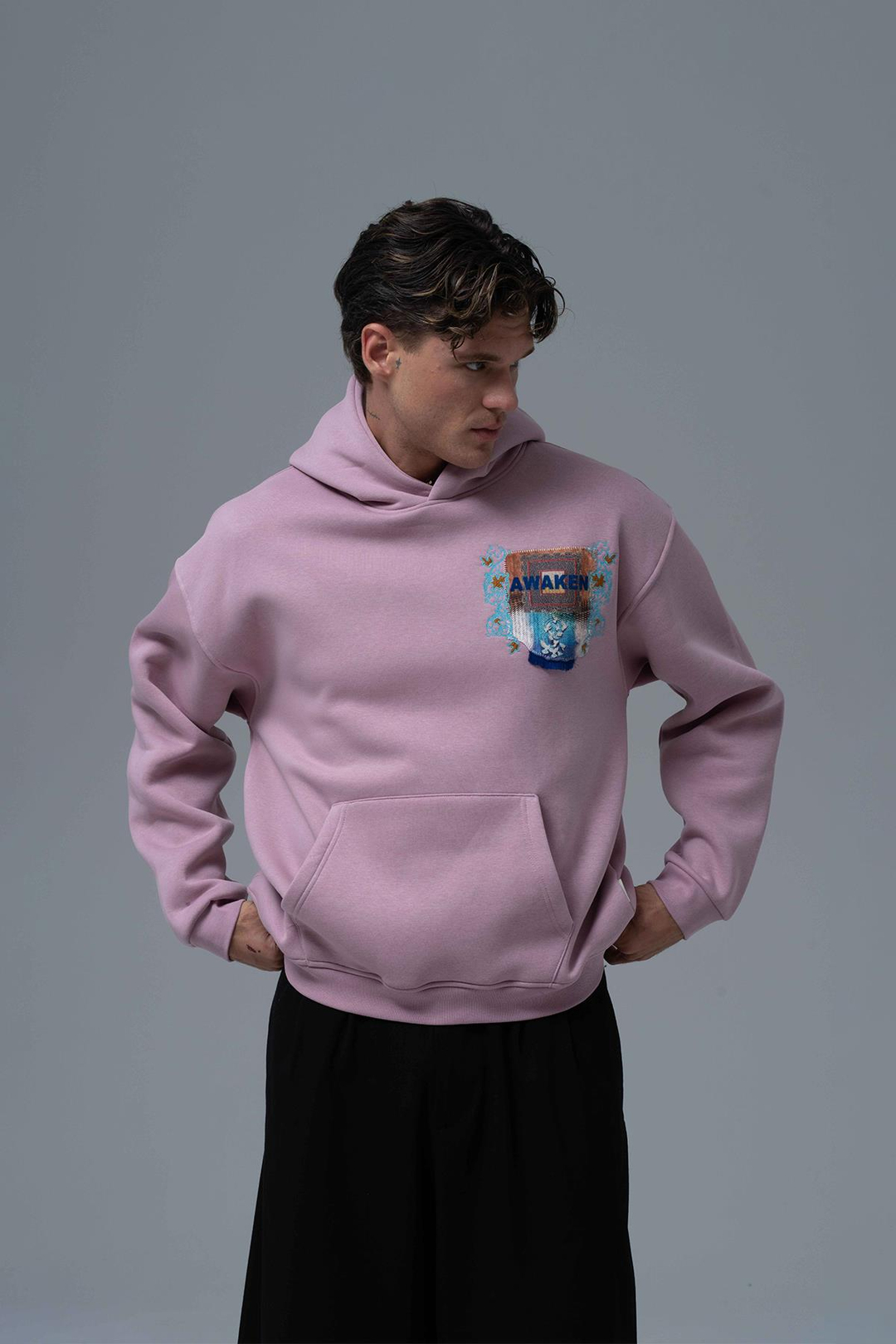 Awaken Oversize Sweatshirt Erkek Pembe