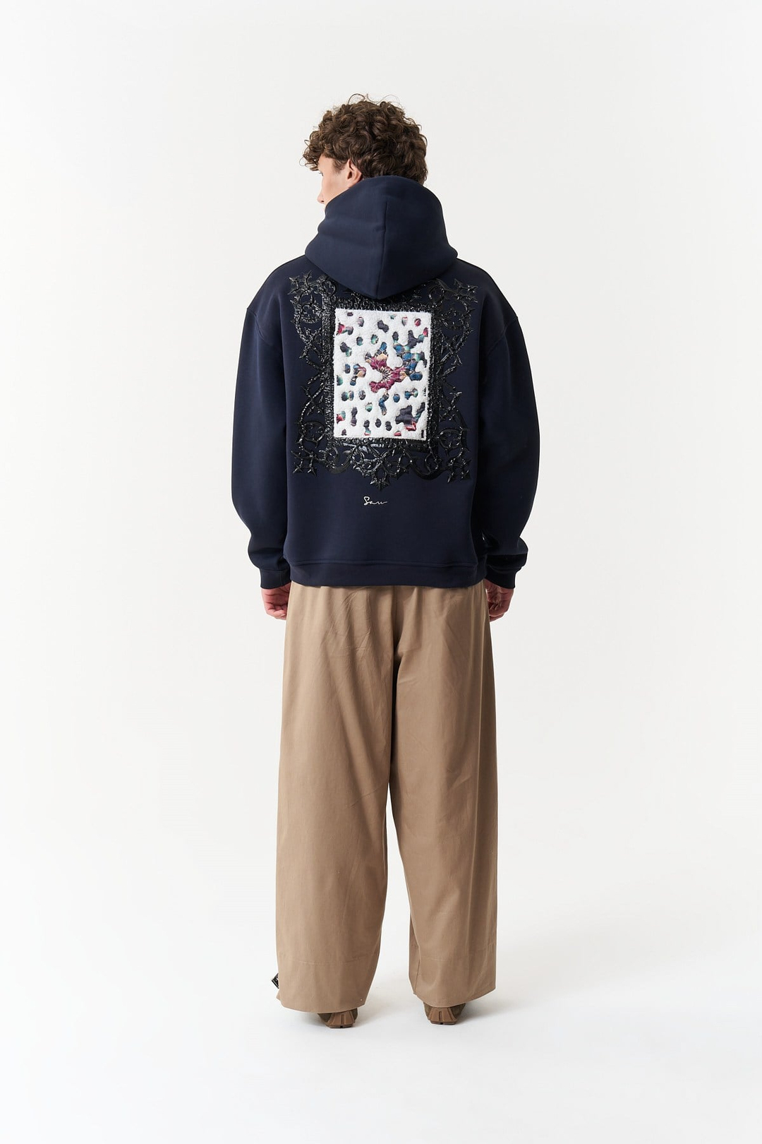 Baroque Bloom Oversize Erkek Sweatshirt Lacivert