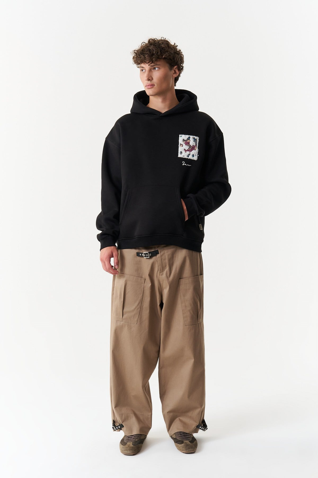 Baroque Bloom Oversize Erkek Sweatshirt Siyah