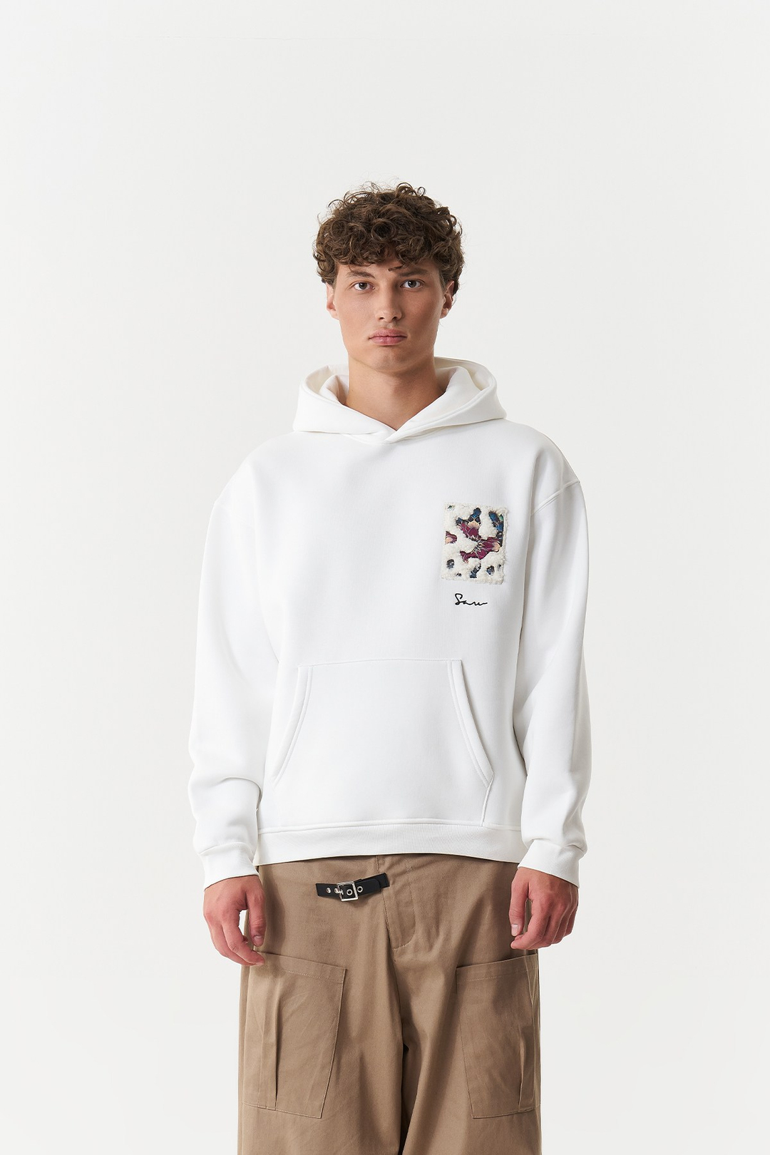 Baroque Bloom Oversize Erkek Sweatshirt Ekru