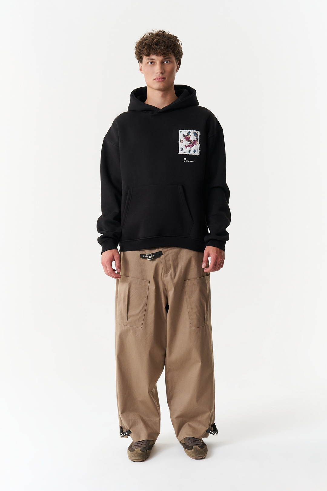 Baroque Bloom Oversize Erkek Sweatshirt Siyah