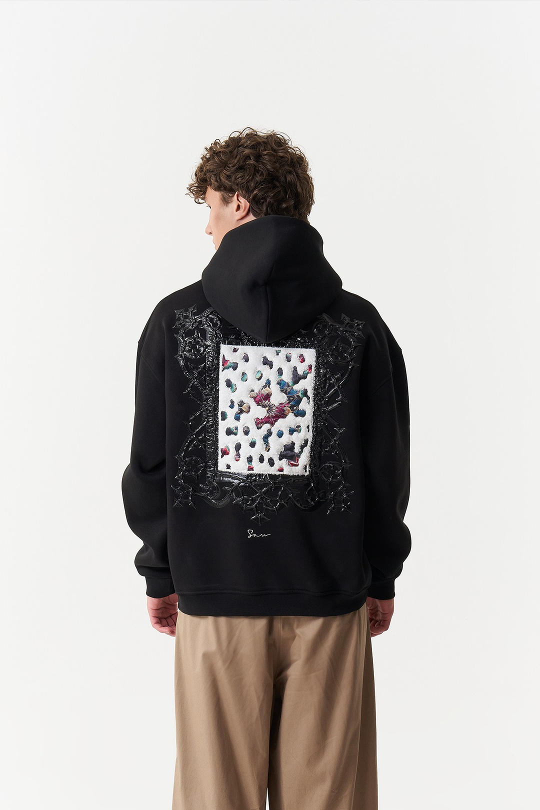 Baroque Bloom Oversize Erkek Sweatshirt Siyah