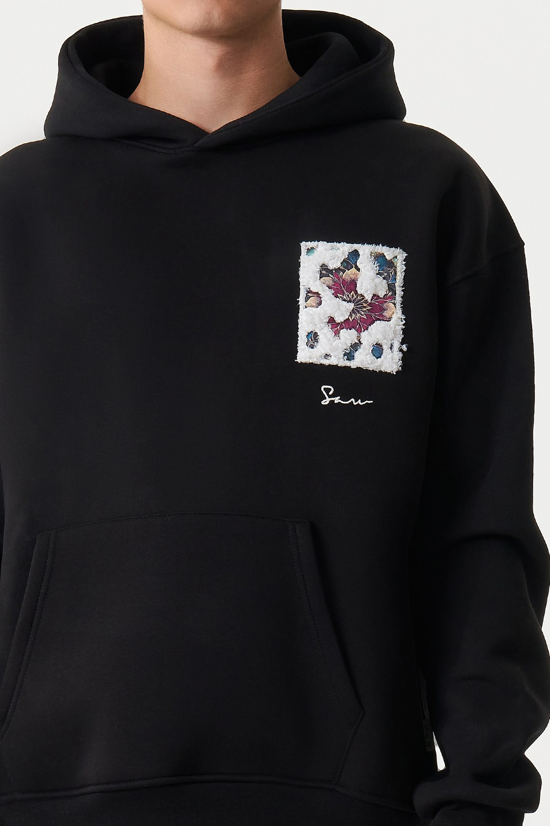 Baroque Bloom Oversize Erkek Sweatshirt Siyah