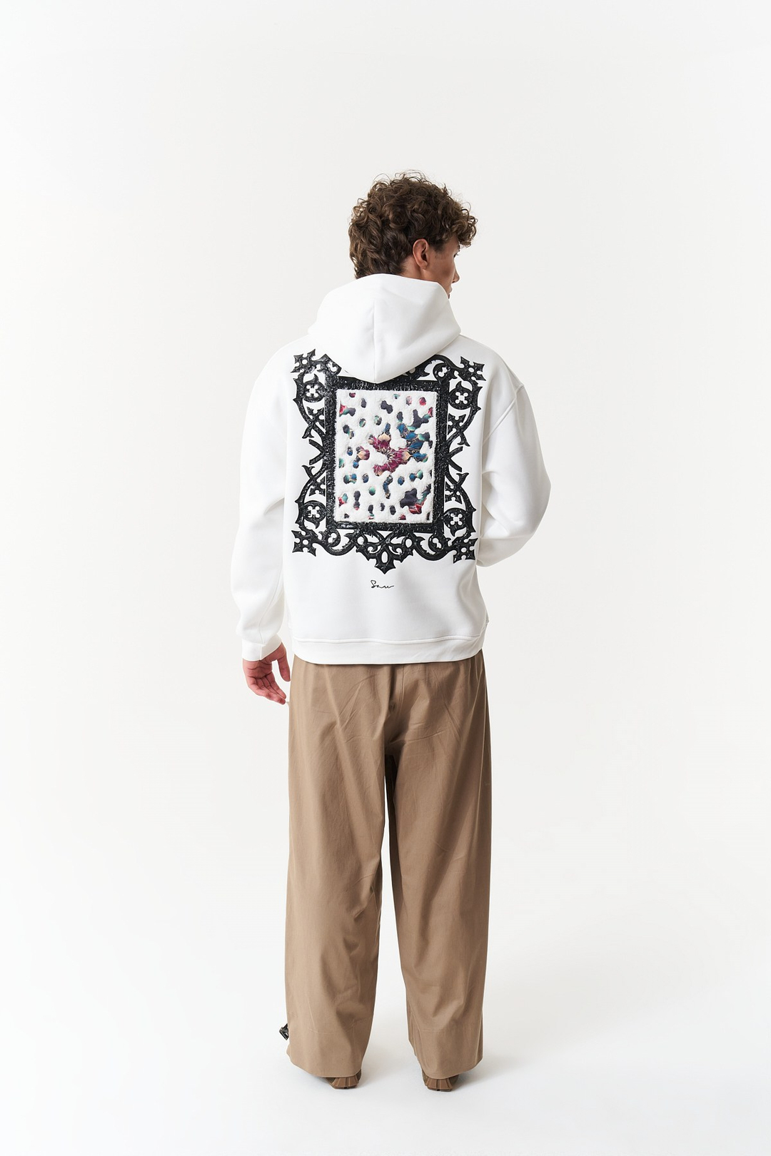 Baroque Bloom Oversize Erkek Sweatshirt Ekru