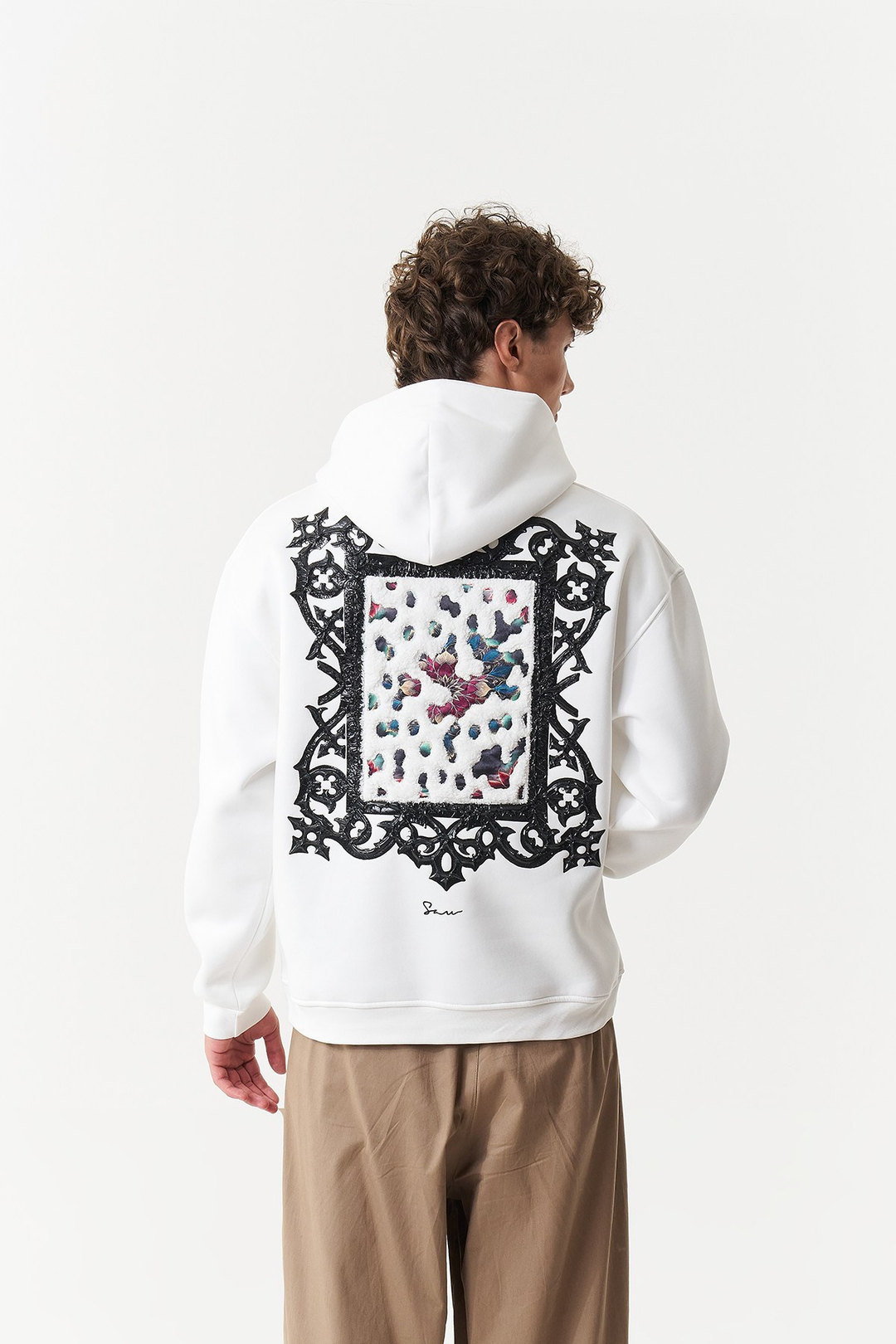 Baroque Bloom Oversize Erkek Sweatshirt Ekru