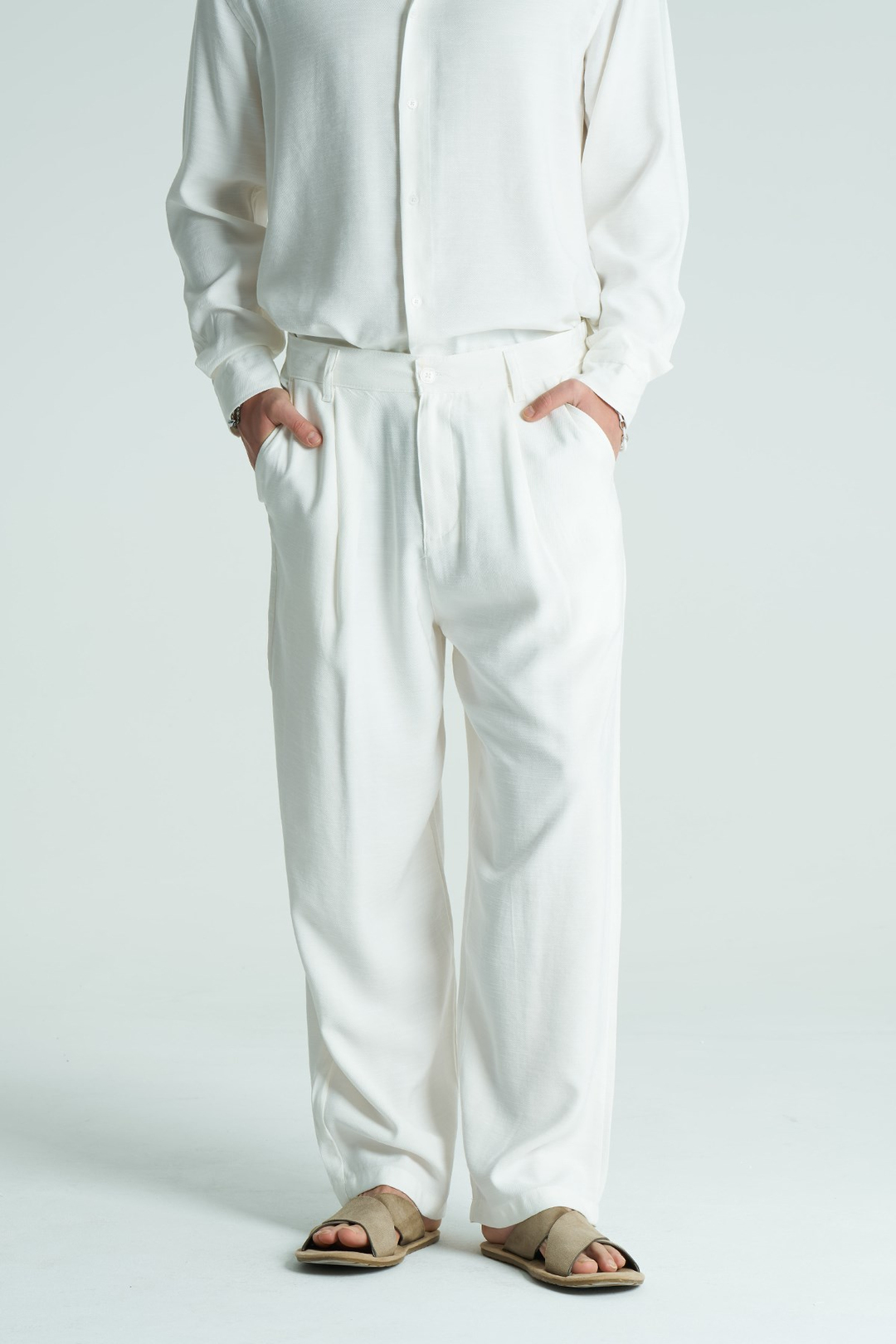 Base Relaxed Fit Erkek Pantolon Ekru