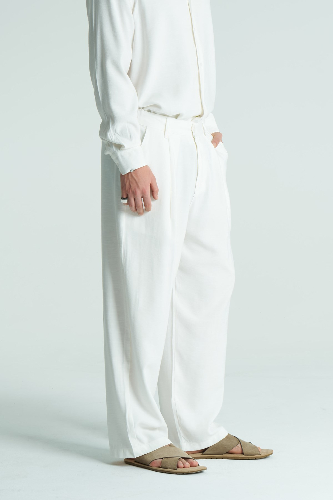 Base Relaxed Fit Erkek Pantolon Ekru