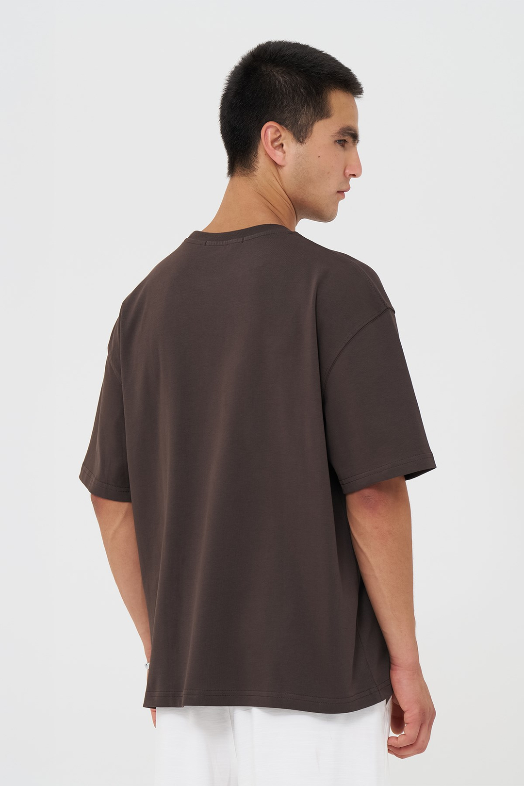 Basic Oversize Tişört Erkek /04 Kahverengi