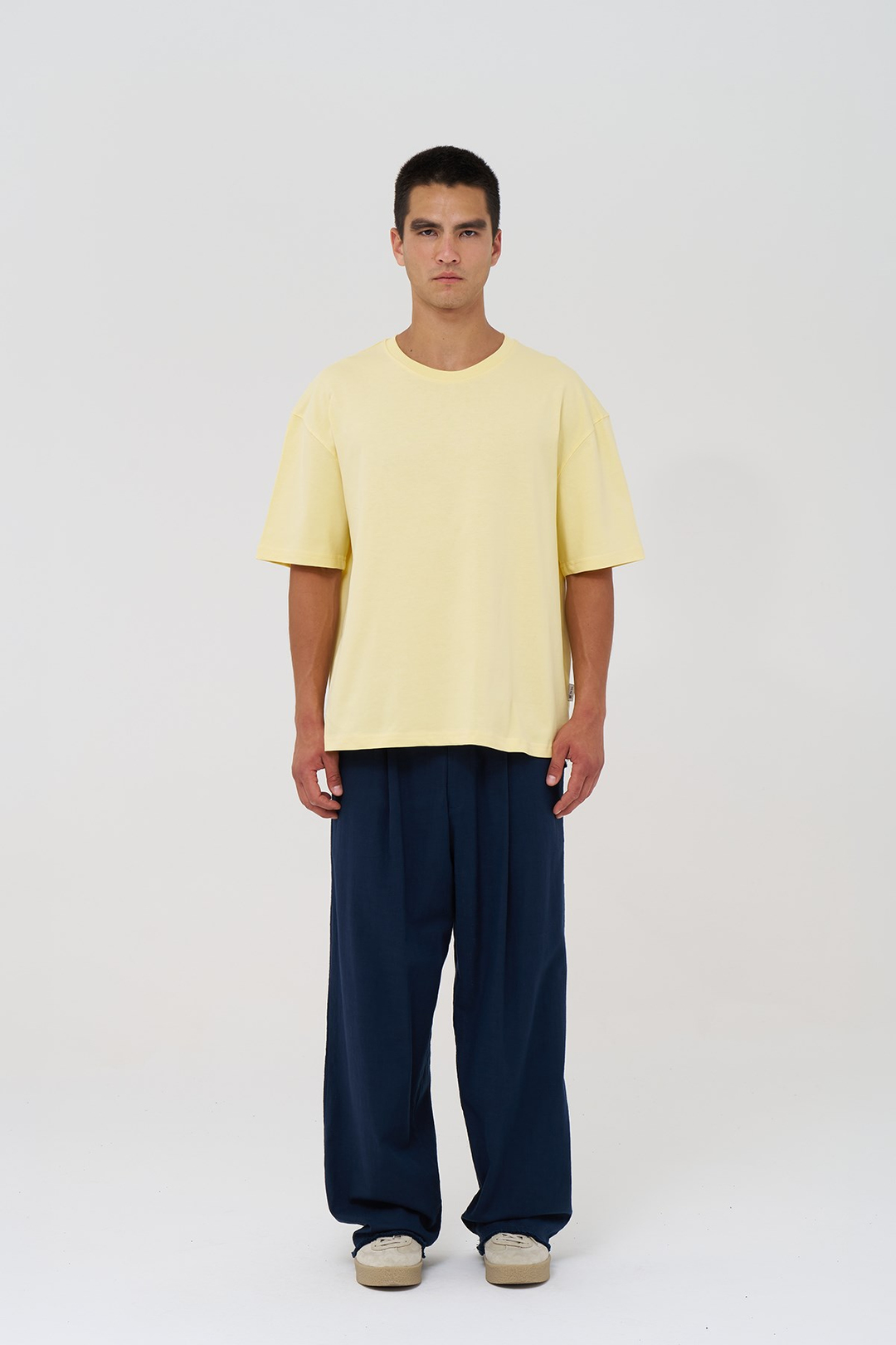 Basic Oversize Tişört Erkek /04 Sarı