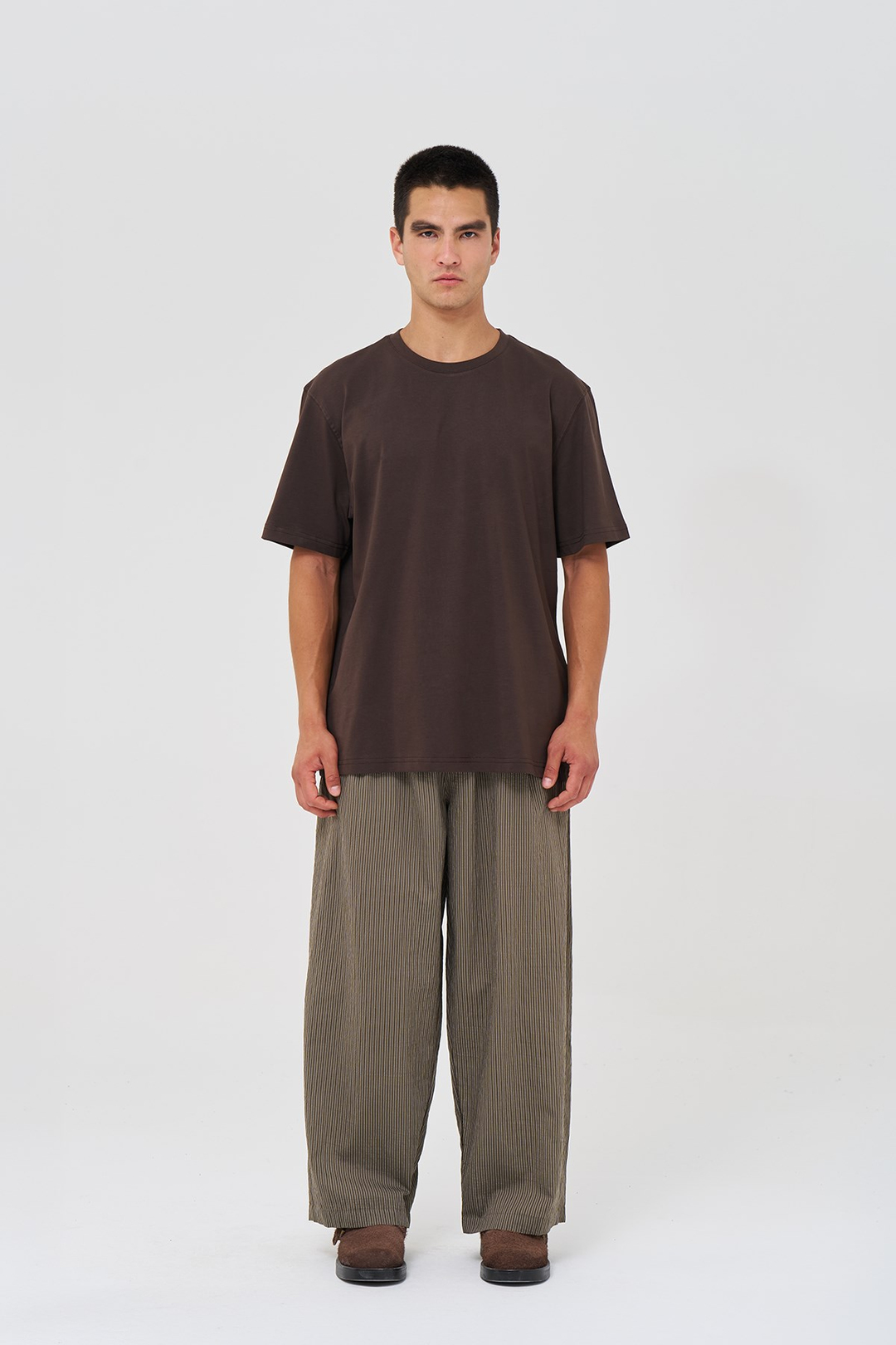 Basic Regular Fit Tişört Erkek /02 Kahverengi