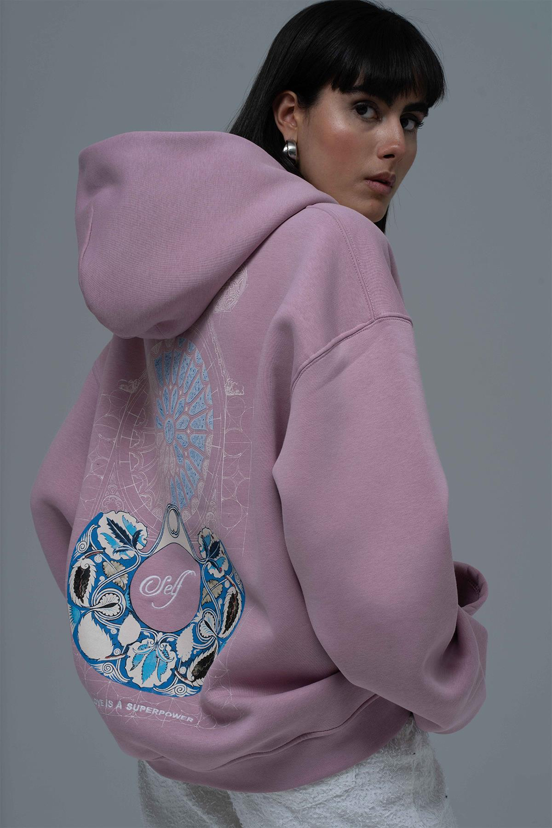Be Good To Yourself Oversize Sweatshirt Kadın Pembe