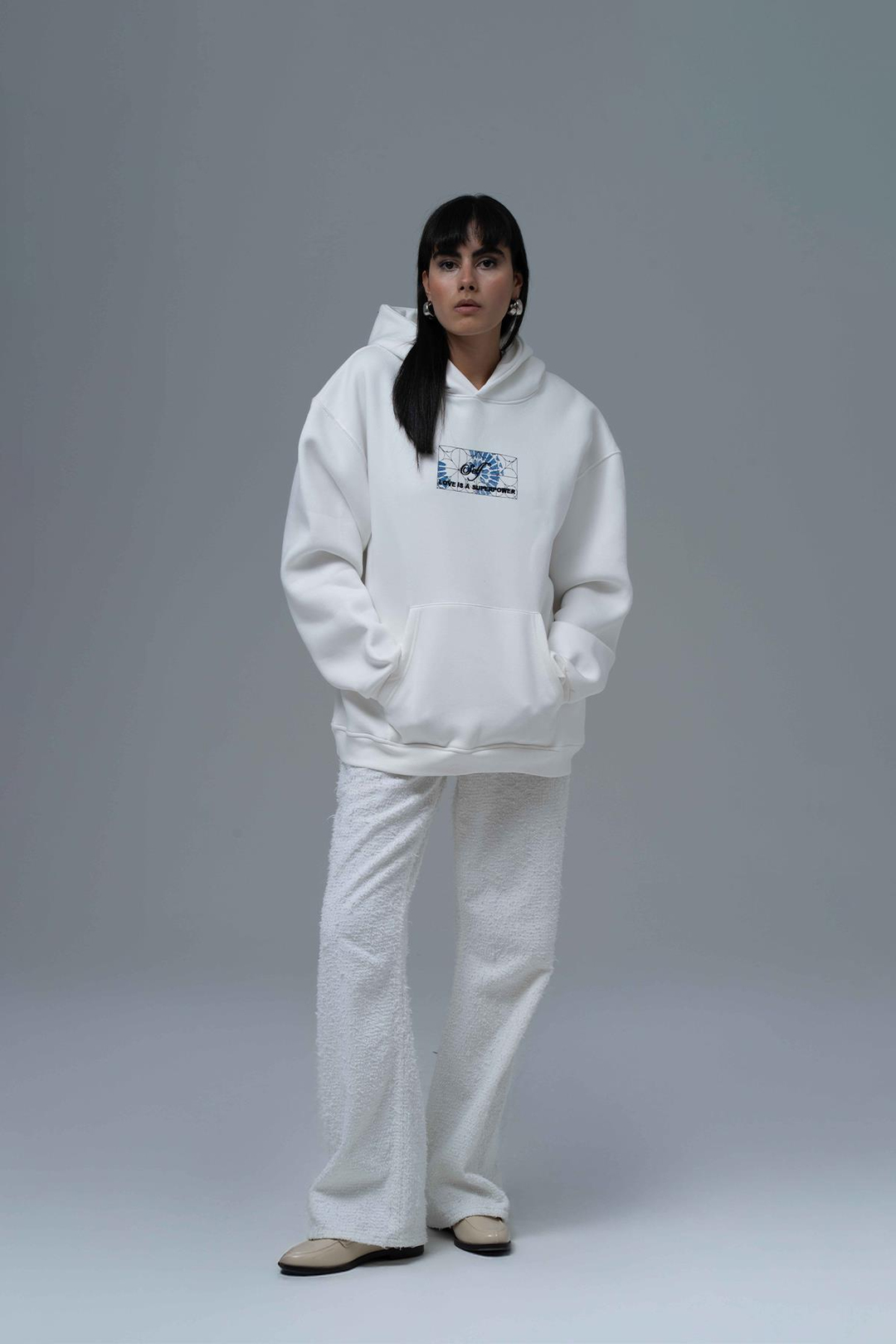 Be Good To Yourself Oversize Sweatshirt Kadın Taş