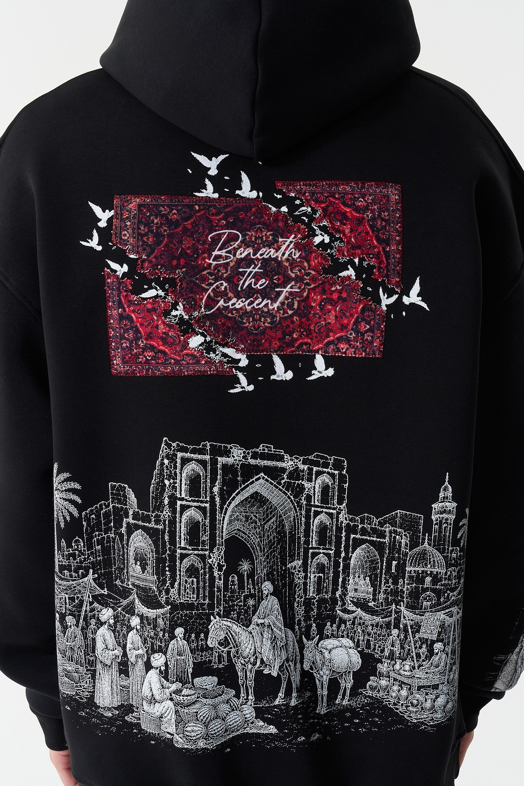 Beneath the Crescent Oversize Erkek Sweatshirt Siyah