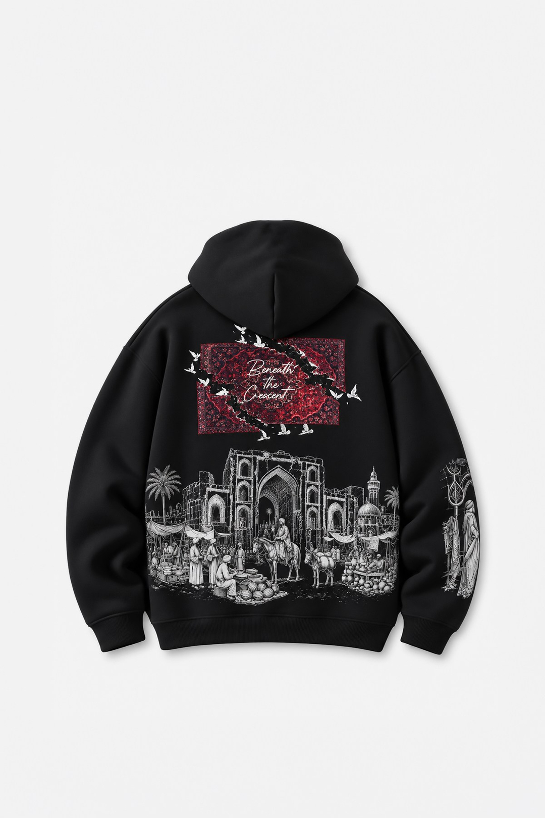 Beneath the Crescent Oversize Erkek Sweatshirt Siyah