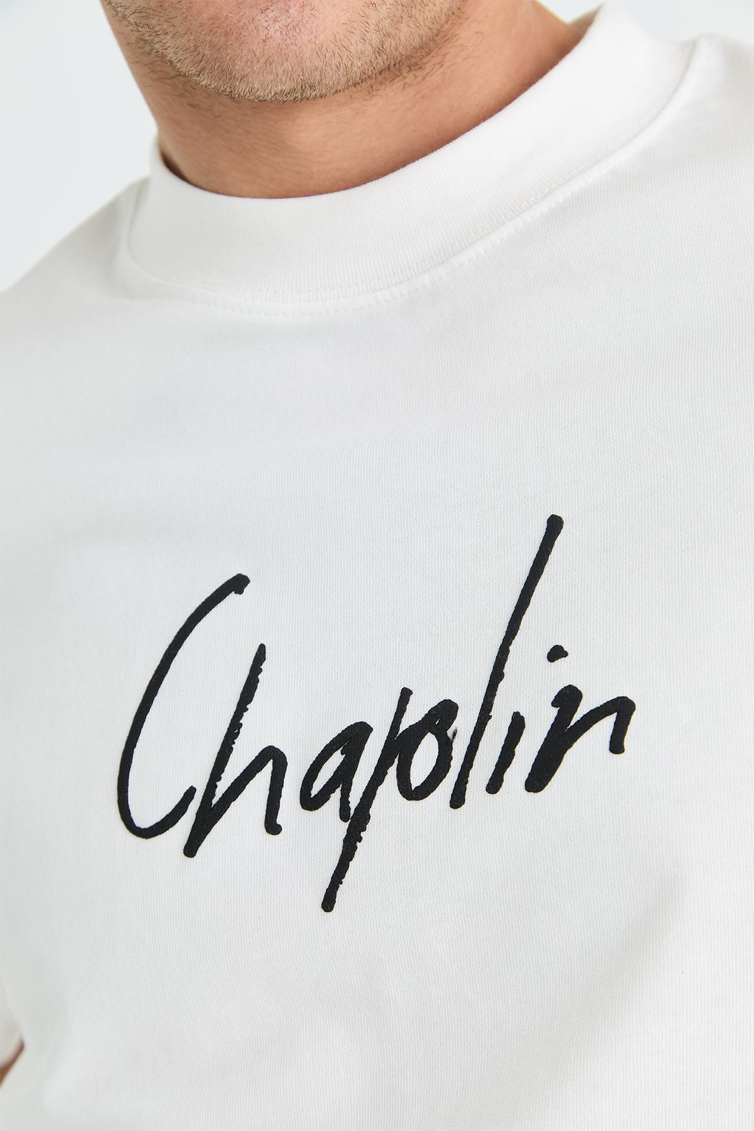 Chaplin Oversize Tişört Erkek Ekru