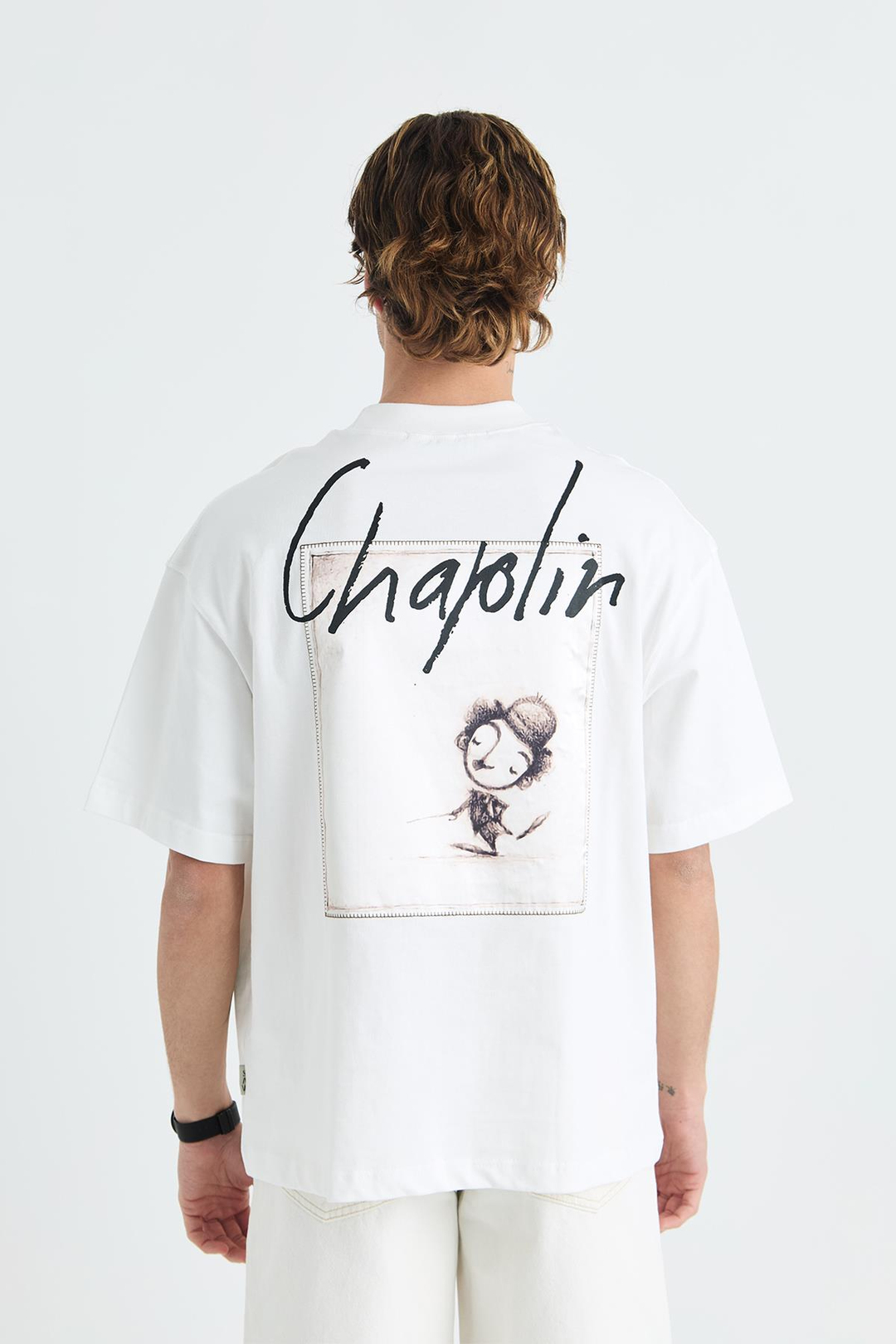 Chaplin Oversize Tişört Erkek Ekru
