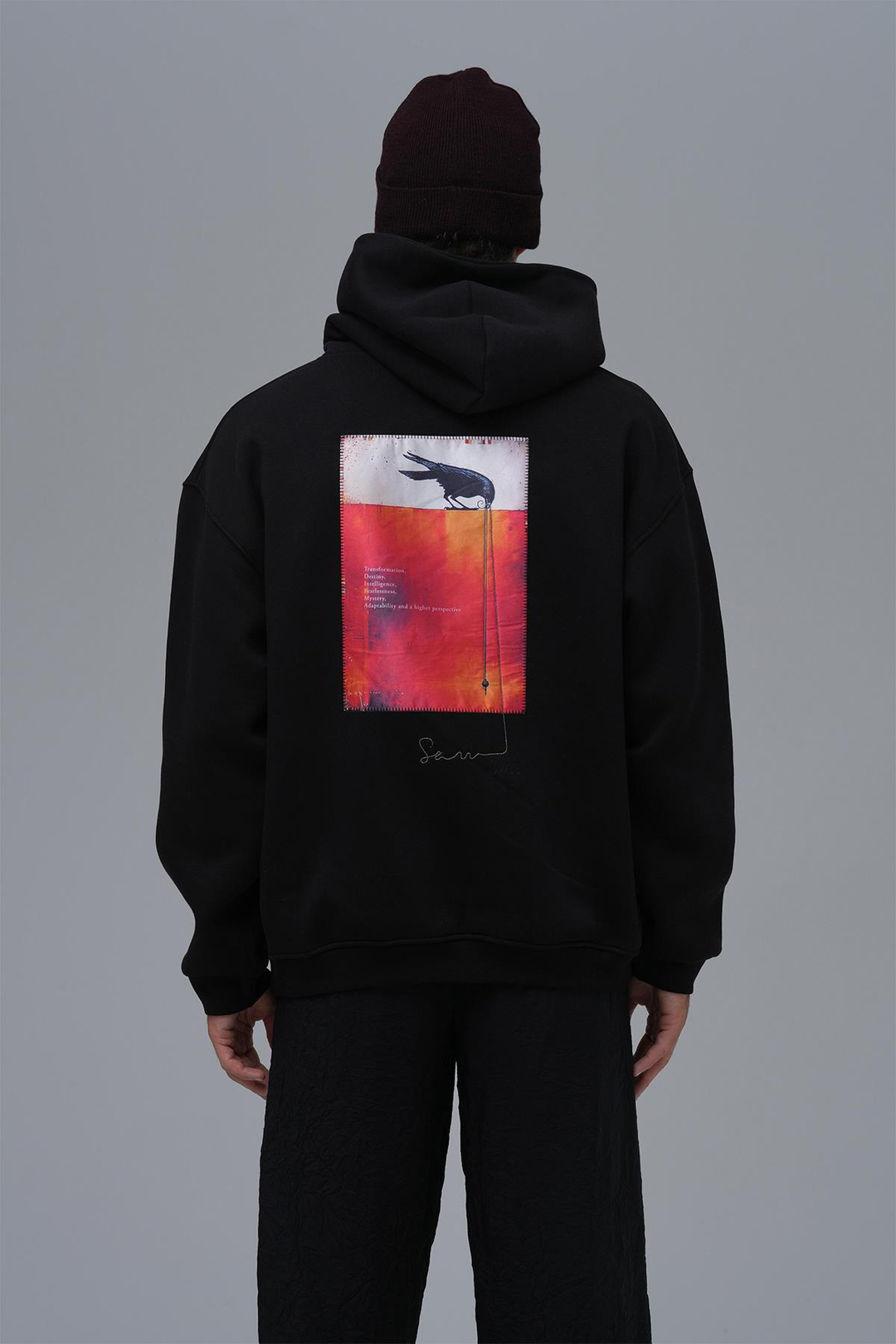 Crow of Transformation Oversize Sweatshirt Erkek Siyah