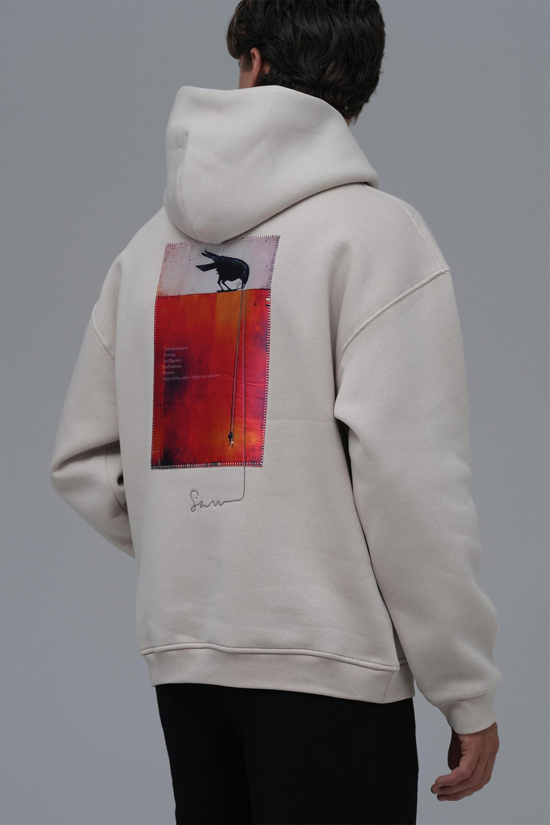 Crow of Transformation Oversize Sweatshirt Erkek Stone
