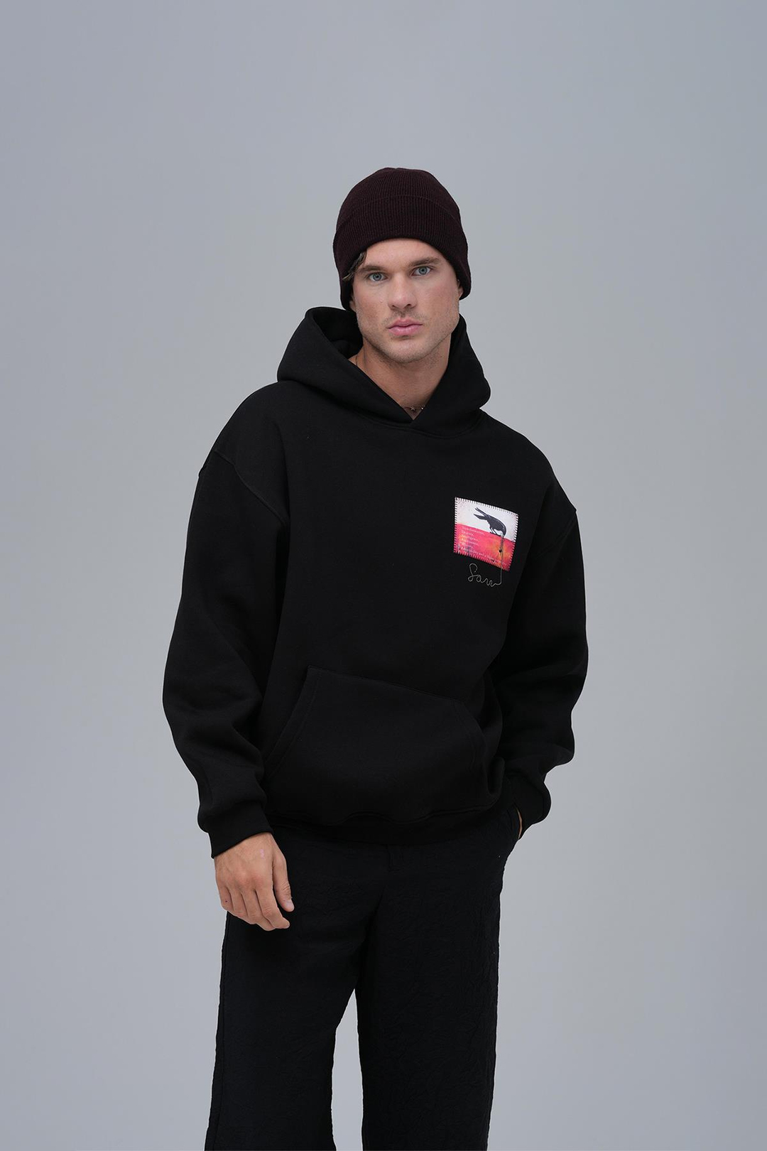 Crow of Transformation Oversize Sweatshirt Erkek Siyah