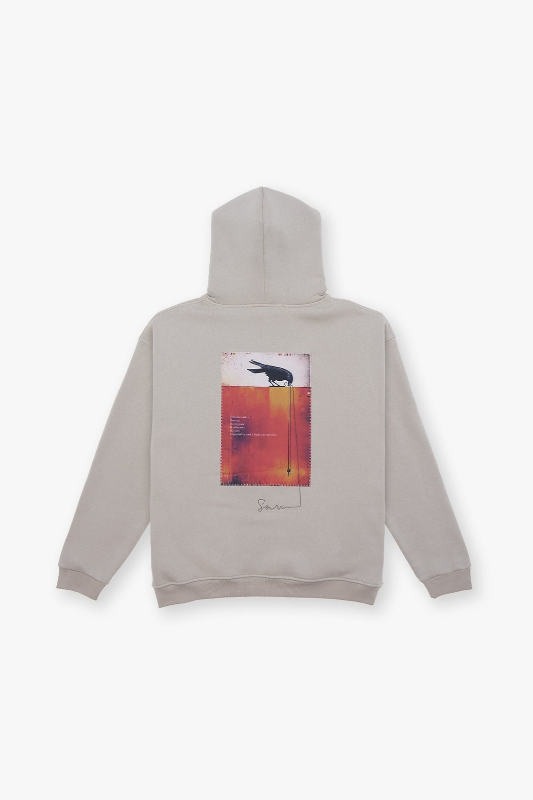 Crow of Transformation Oversize Sweatshirt Kadın Stone