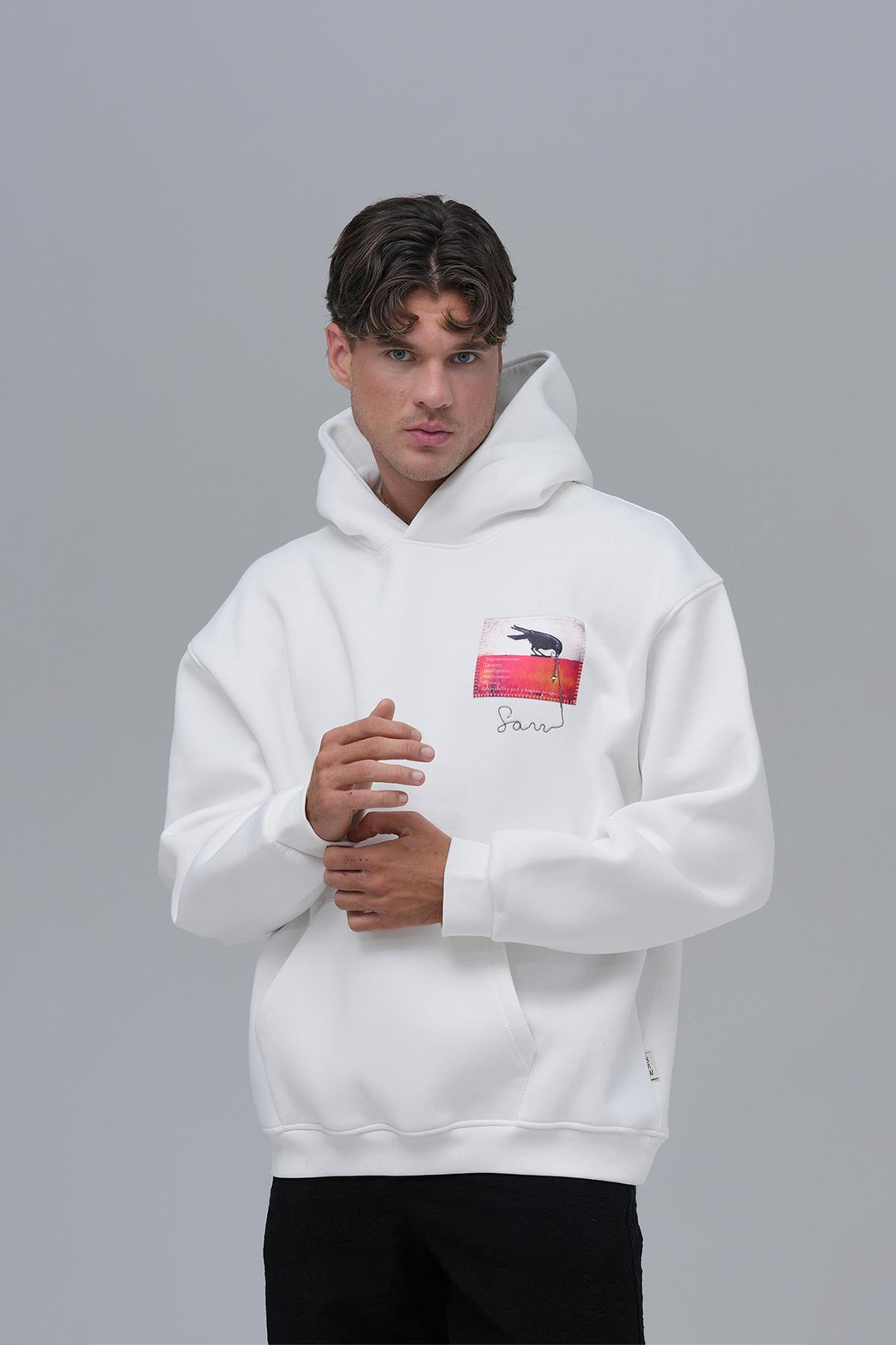 Crow of Transformation Oversize Sweatshirt Erkek Ekru